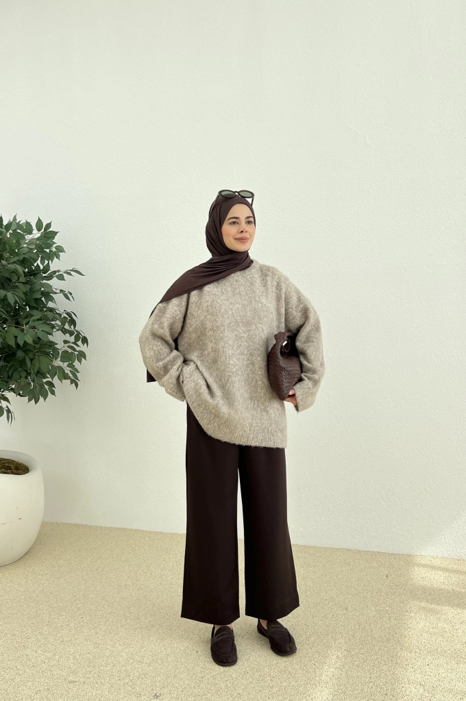 ZR PREMİUM KAZAK kahve bej