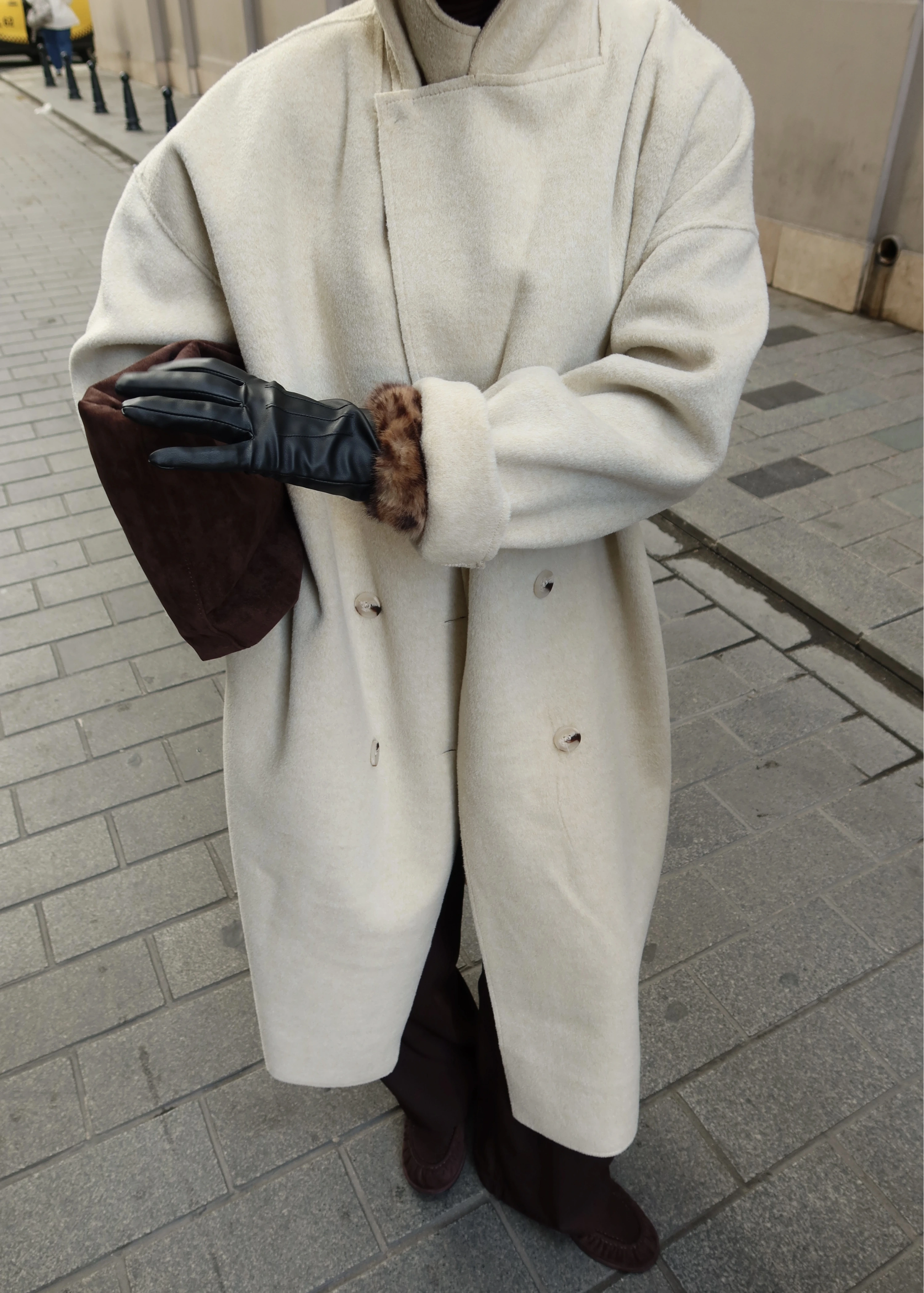 %100 YÜN UZUN KABAN bej