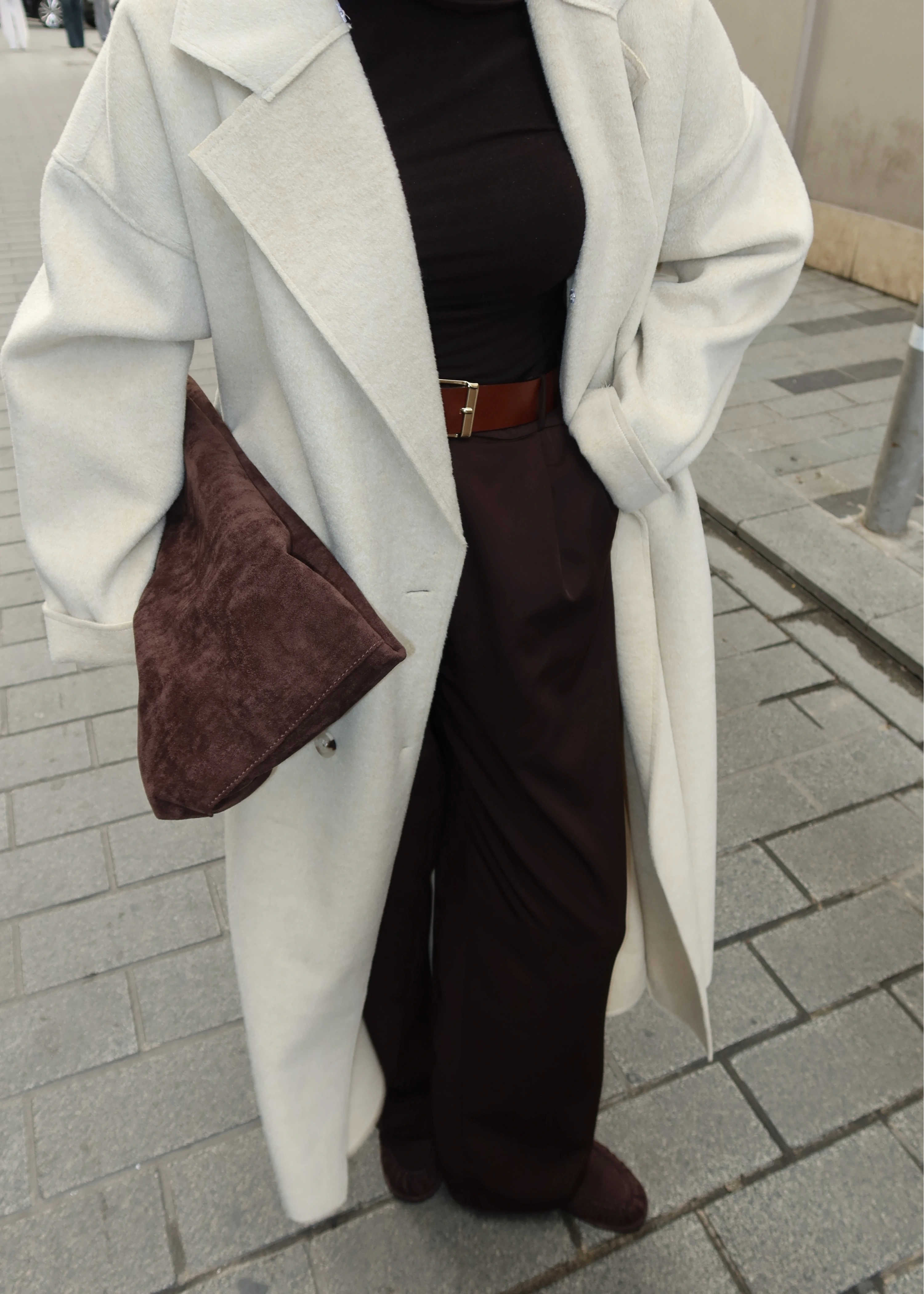 %100 YÜN UZUN KABAN bej