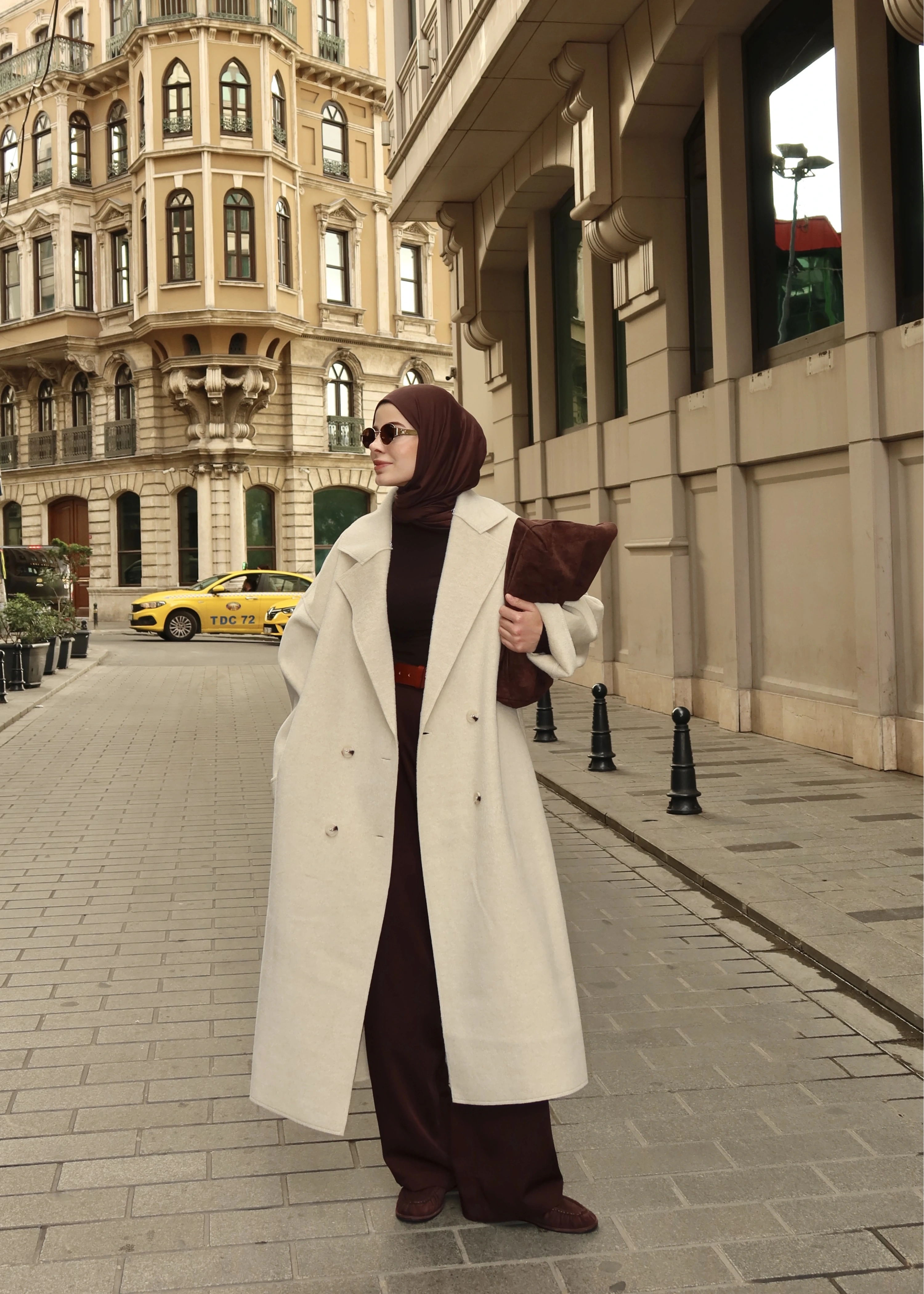 %100 YÜN UZUN KABAN bej