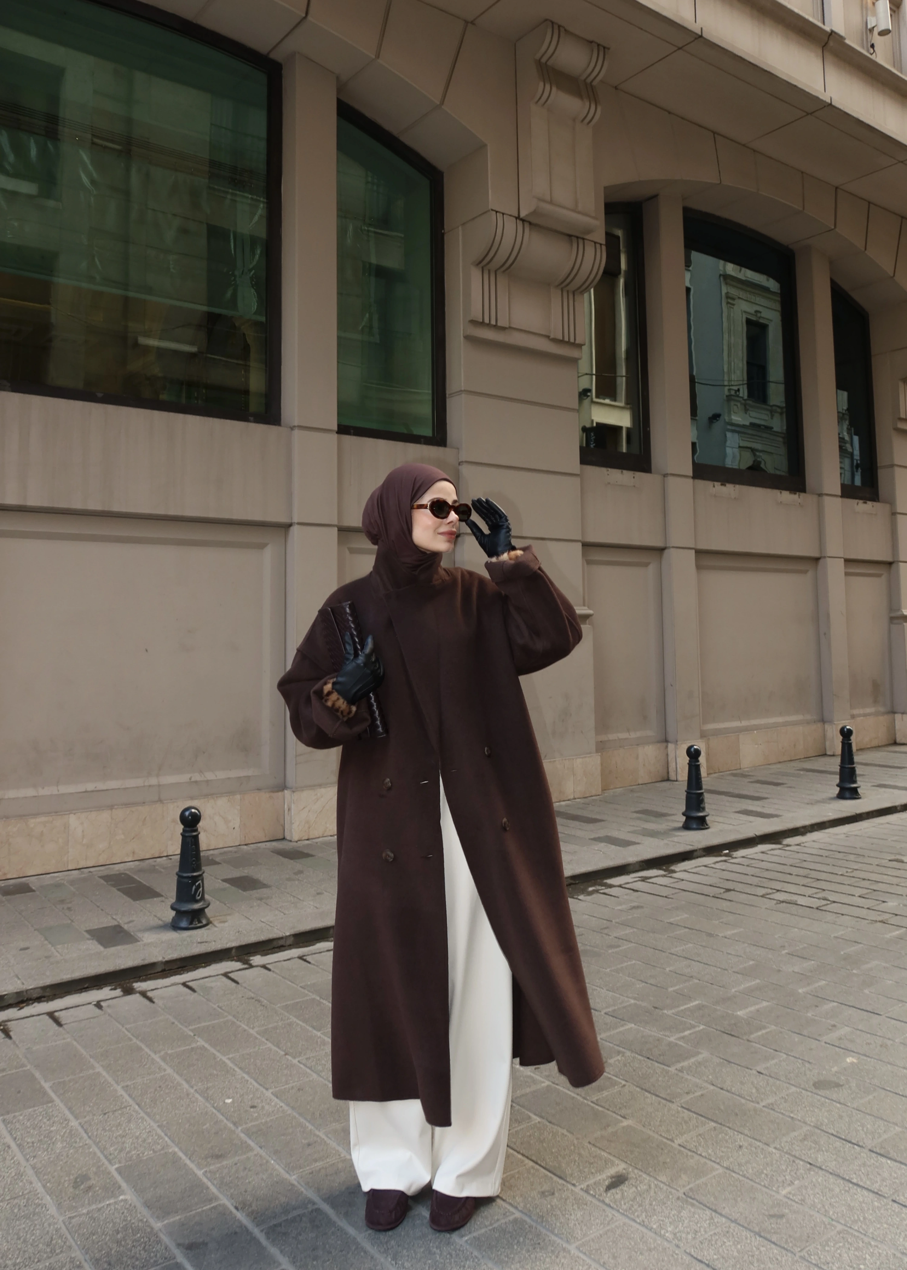 %100 YÜN UZUN KABAN kahve