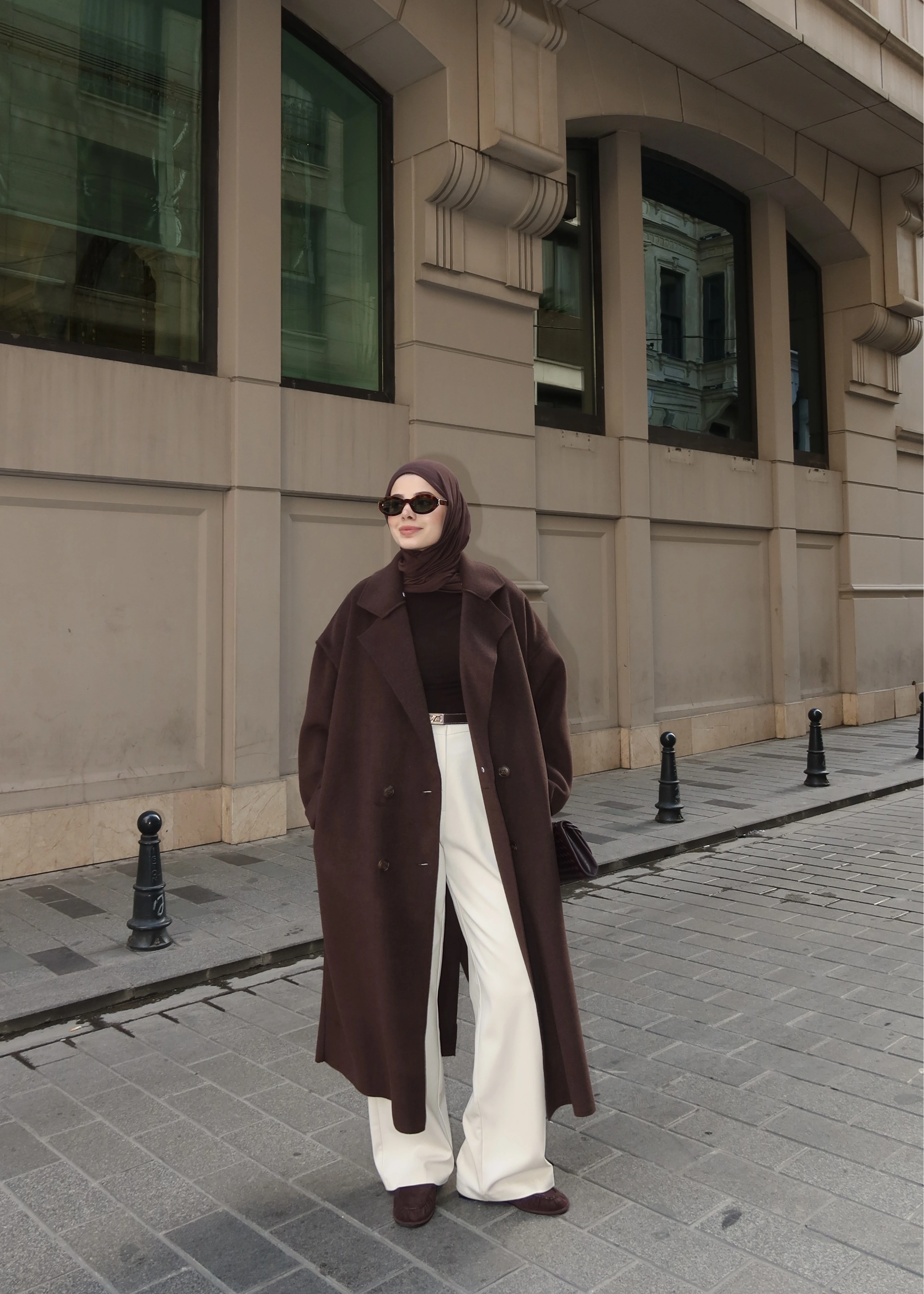 %100 YÜN UZUN KABAN kahve