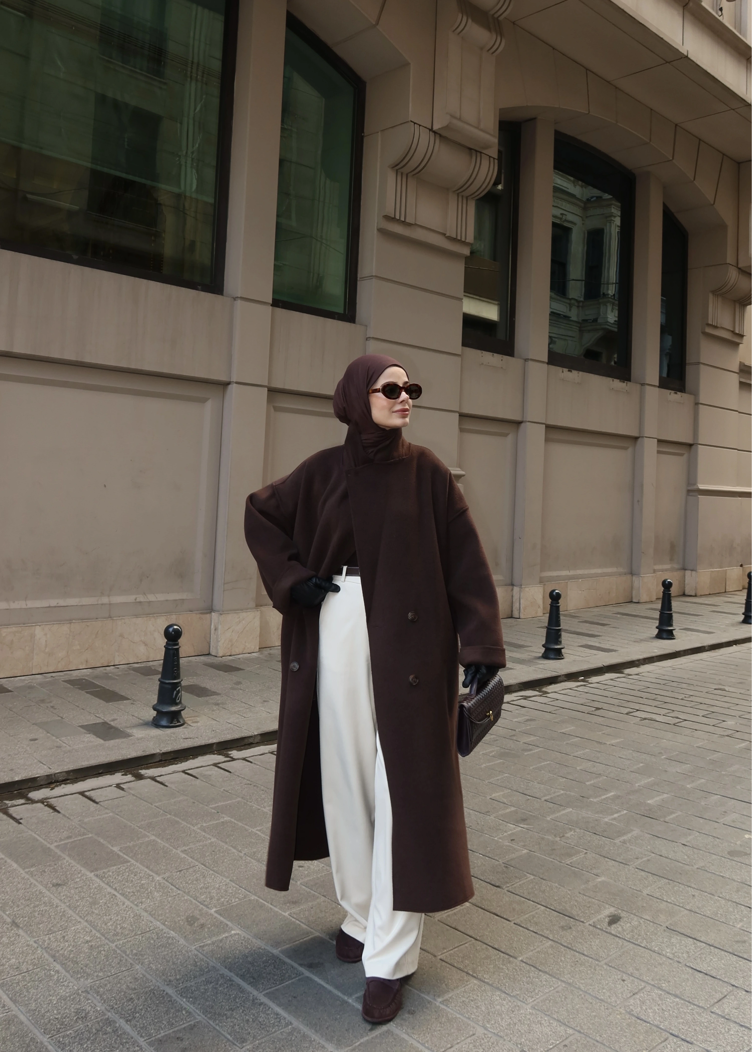 %100 YÜN UZUN KABAN kahve