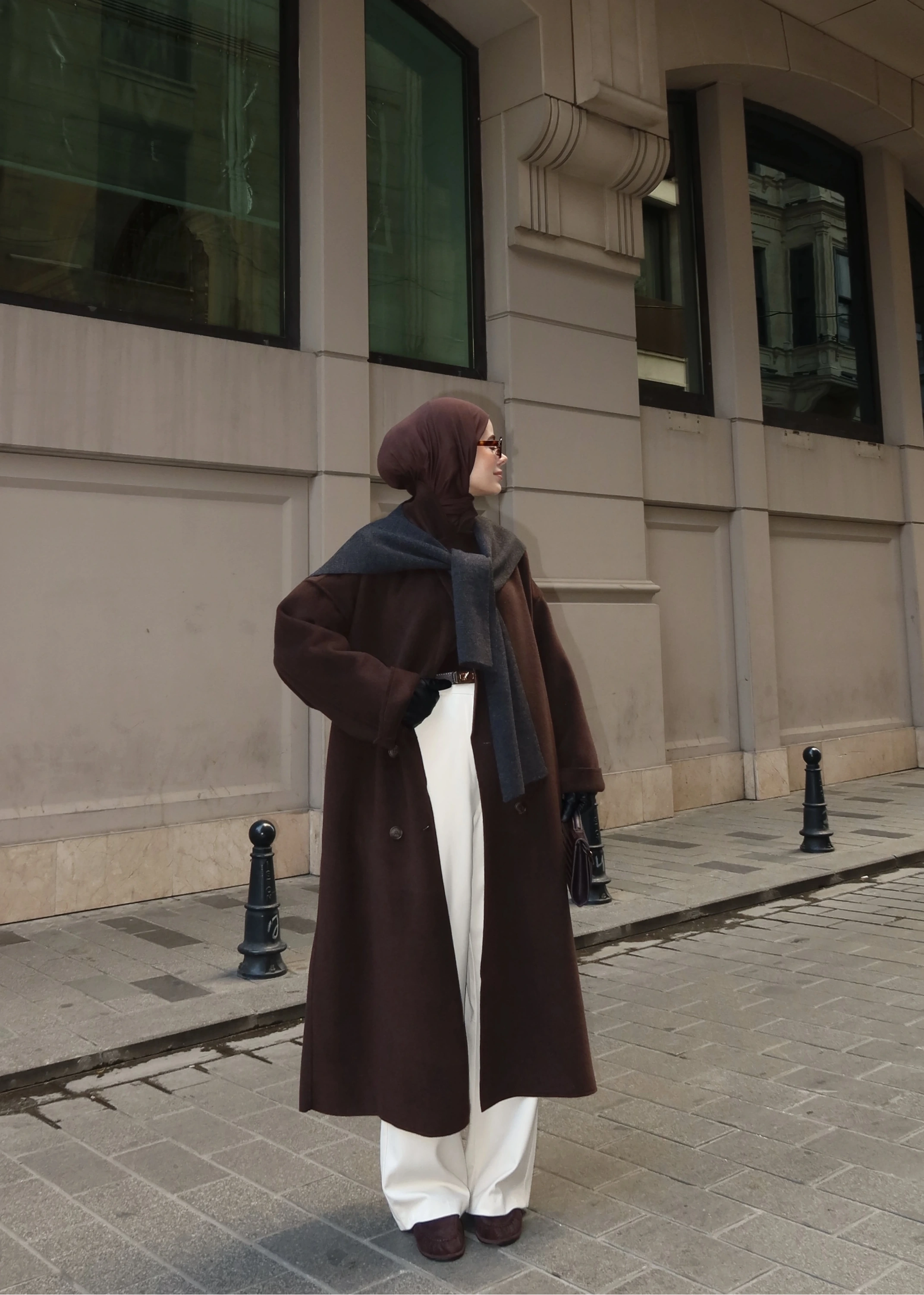 %100 YÜN UZUN KABAN kahve