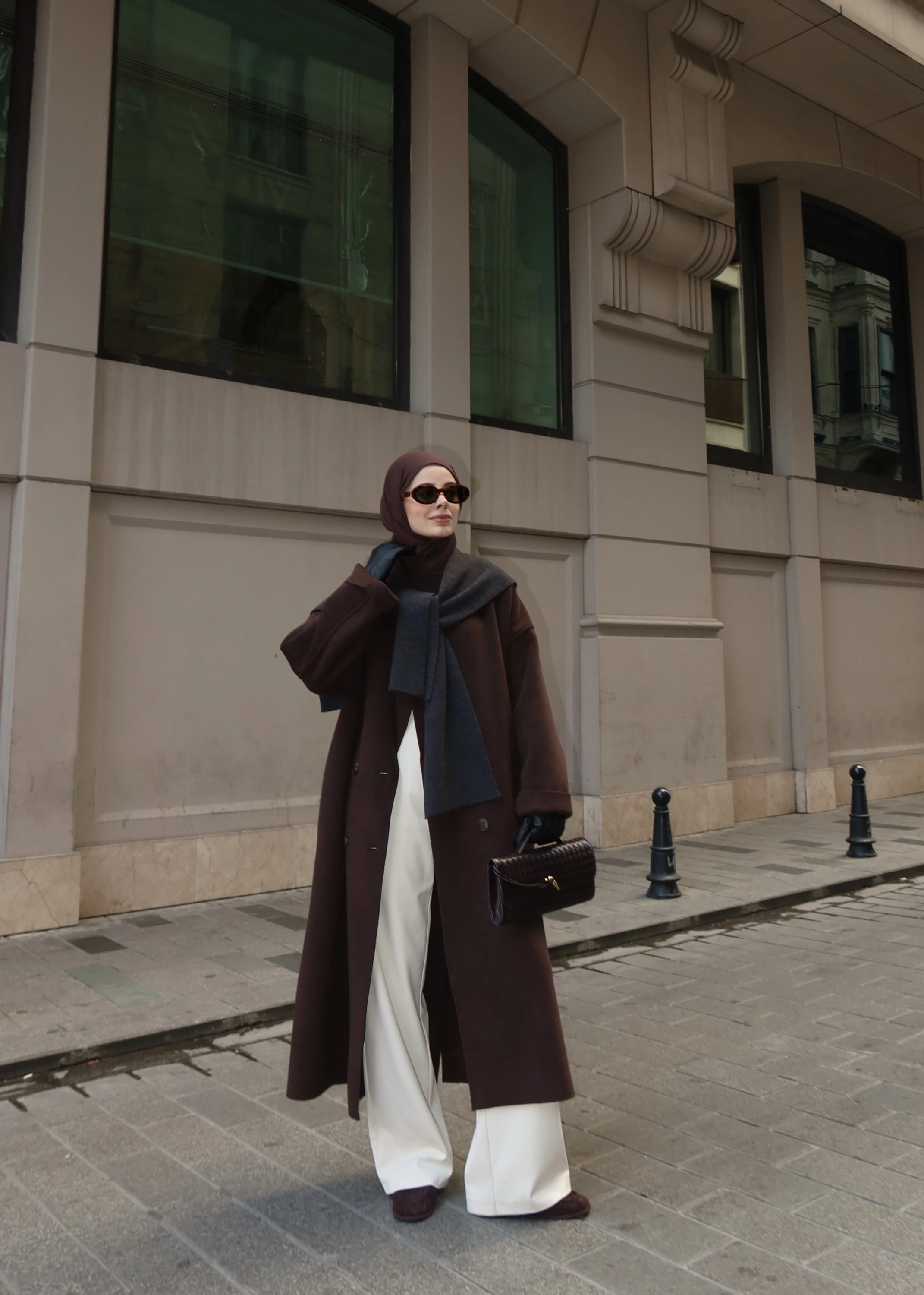 %100 YÜN UZUN KABAN kahve