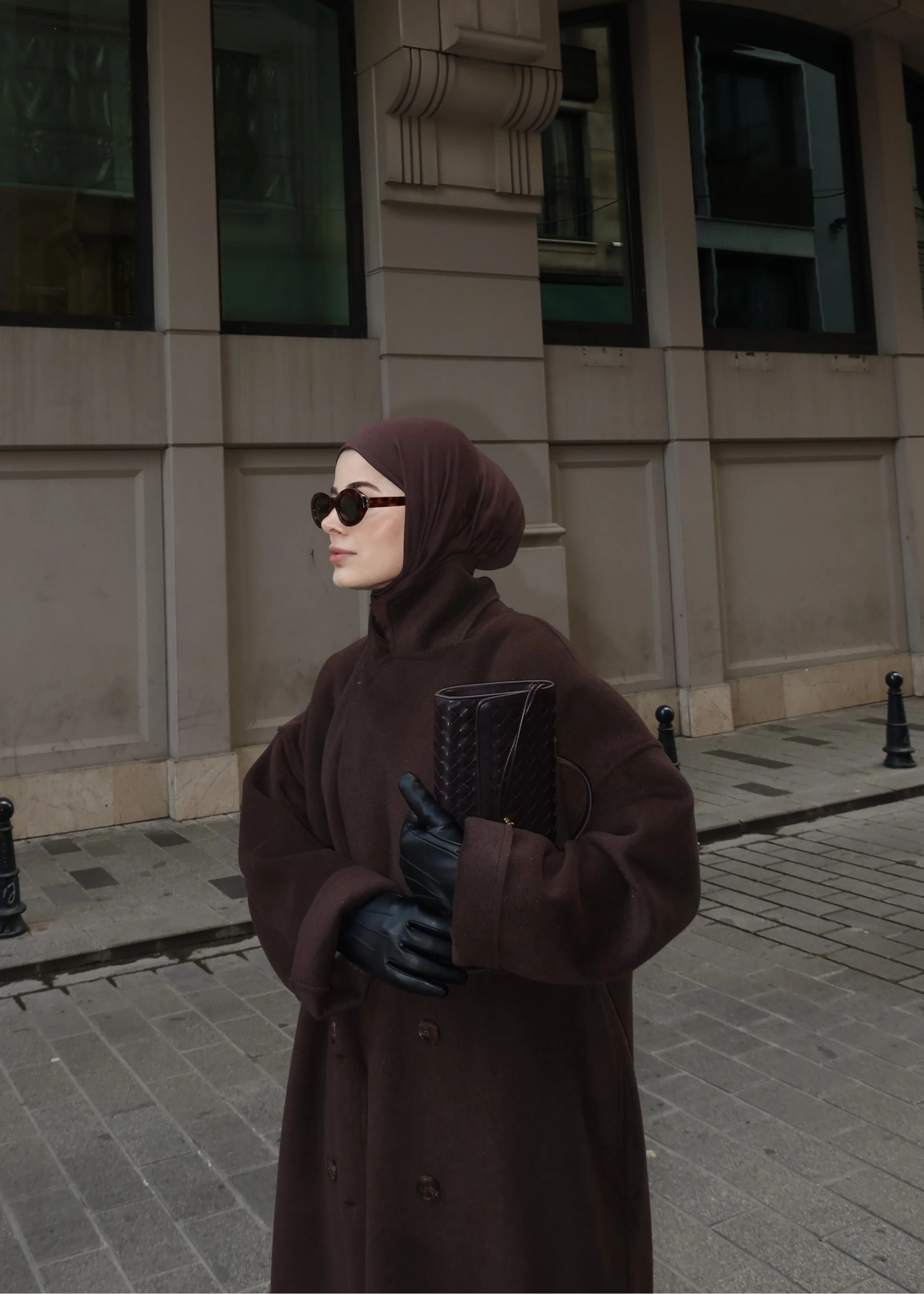 %100 YÜN UZUN KABAN kahve