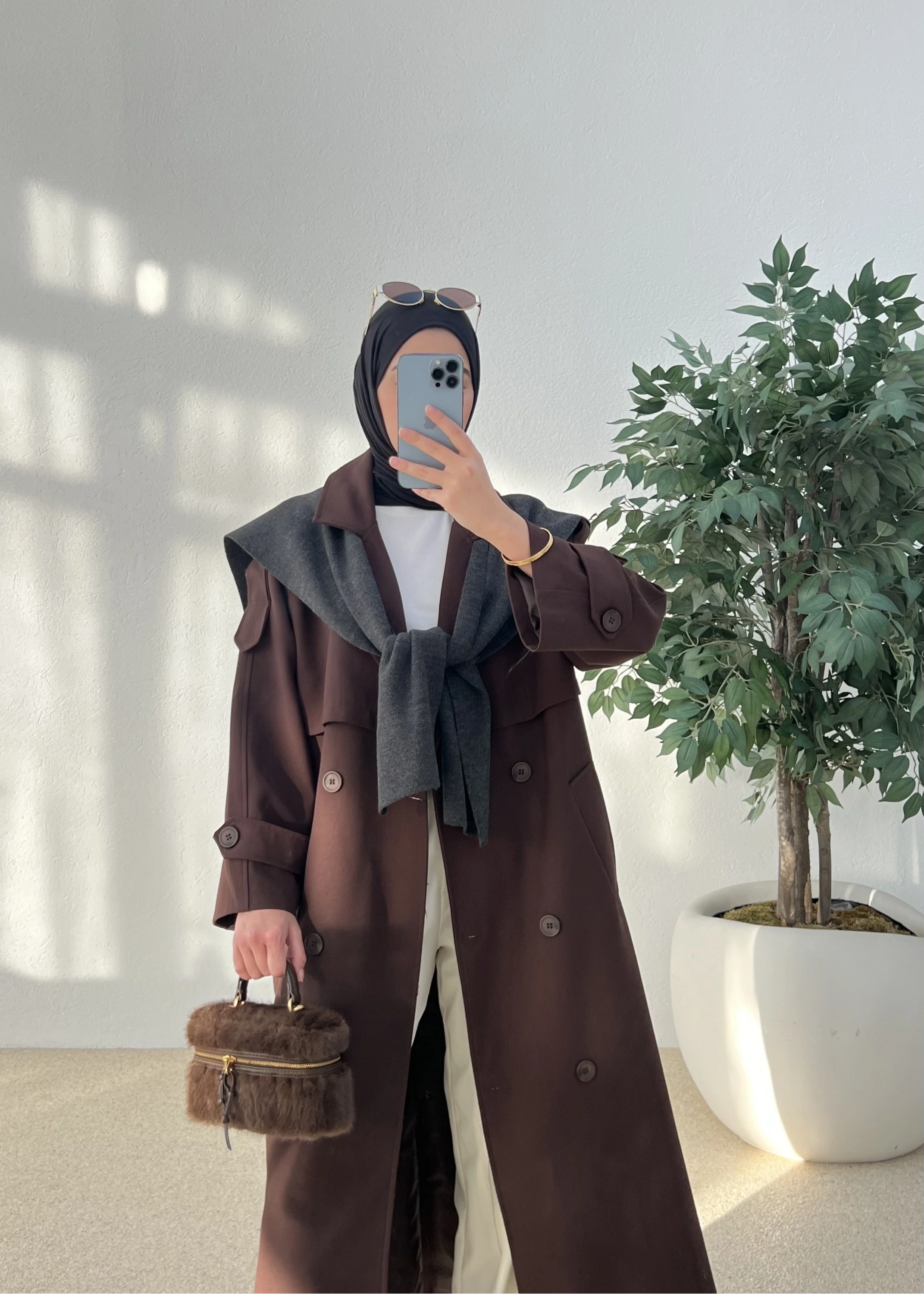 -EFL- PREMİUM POLEVİSKON UZUN SALAŞ TRENÇKOT