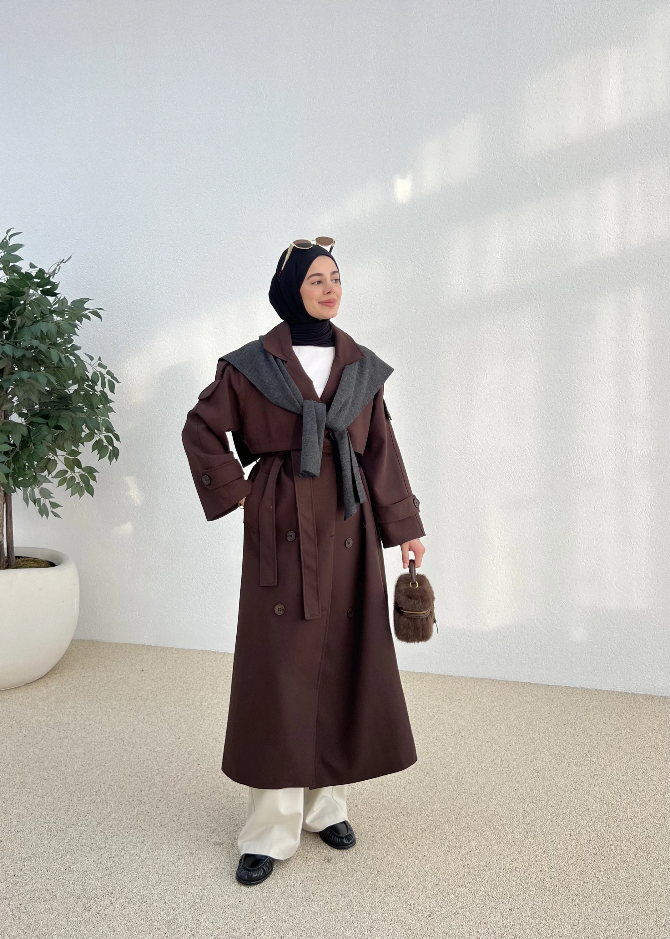 -EFL- PREMİUM POLEVİSKON UZUN SALAŞ TRENÇKOT