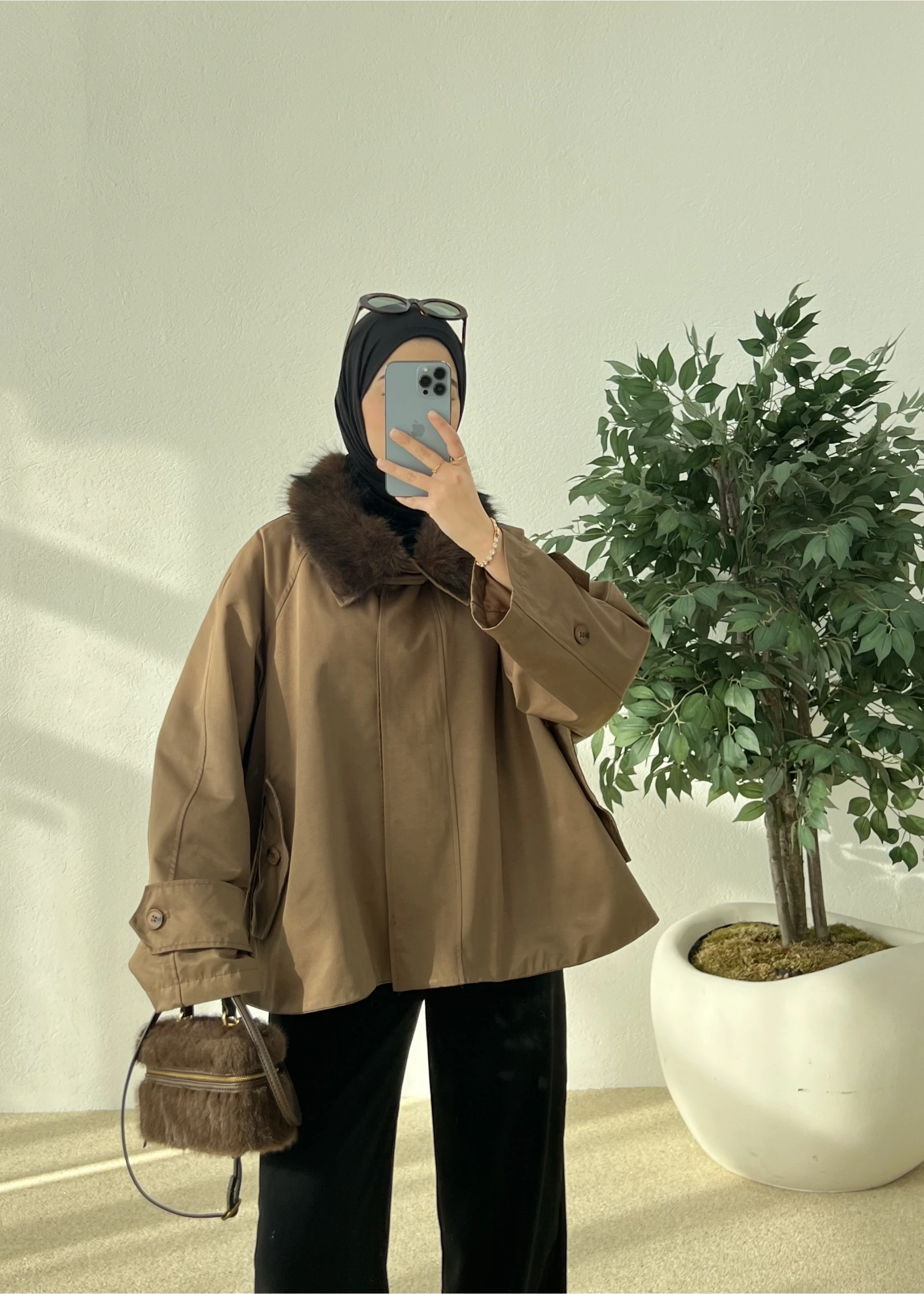 -FW- ÇIKARILABİLİR KÜRK YAKA TRENÇKOT