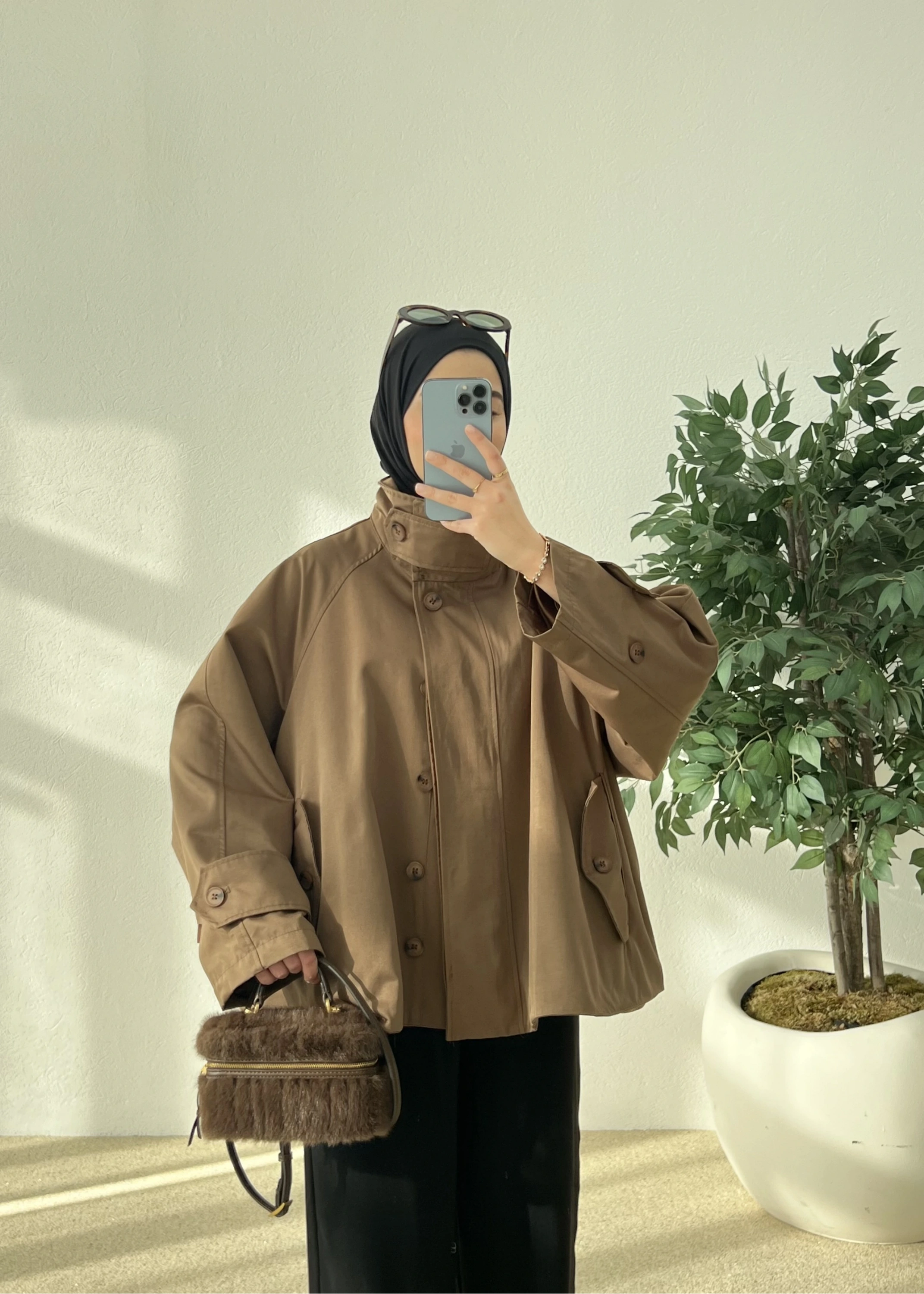 -FW- ÇIKARILABİLİR KÜRK YAKA TRENÇKOT