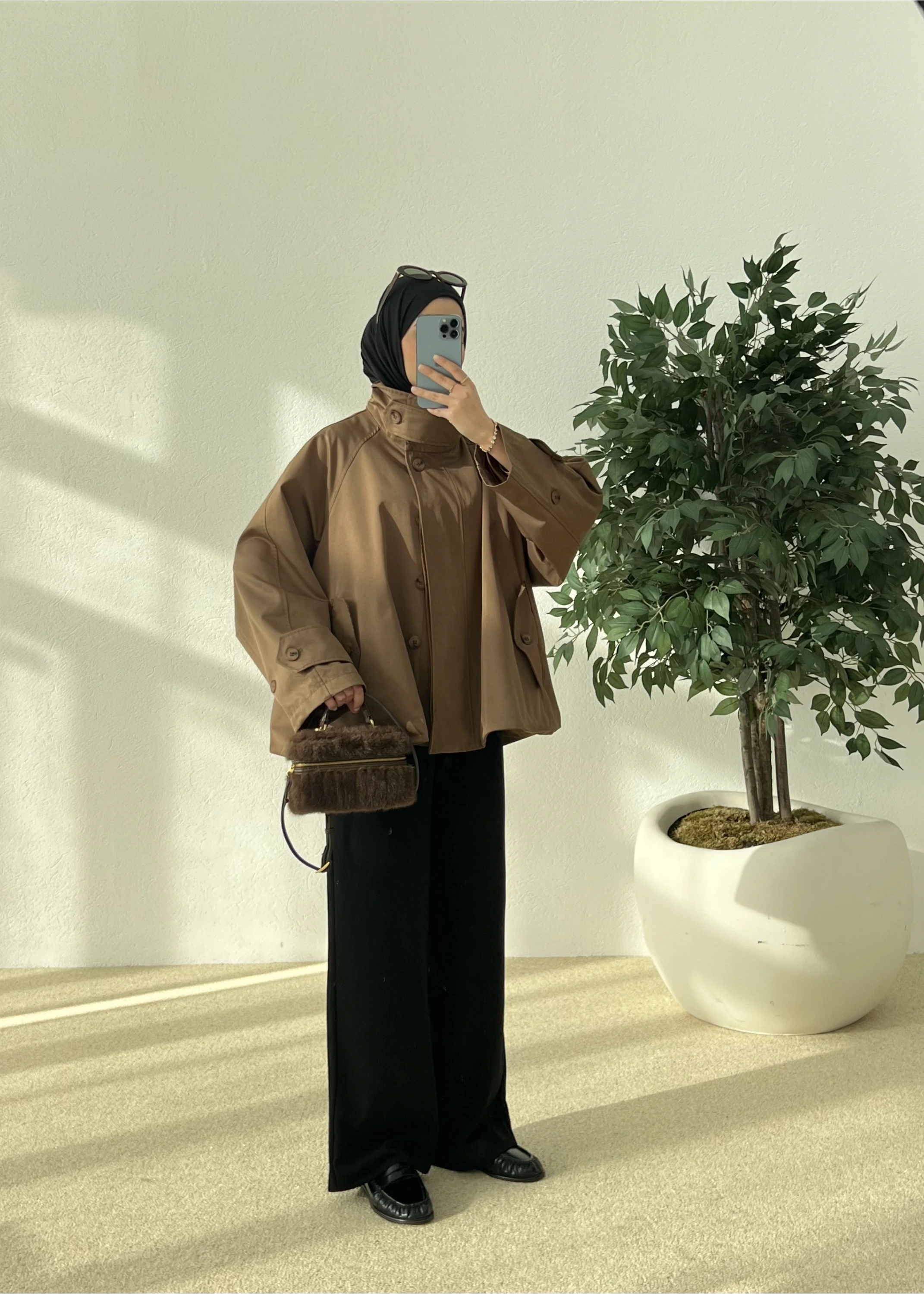 -FW- ÇIKARILABİLİR KÜRK YAKA TRENÇKOT