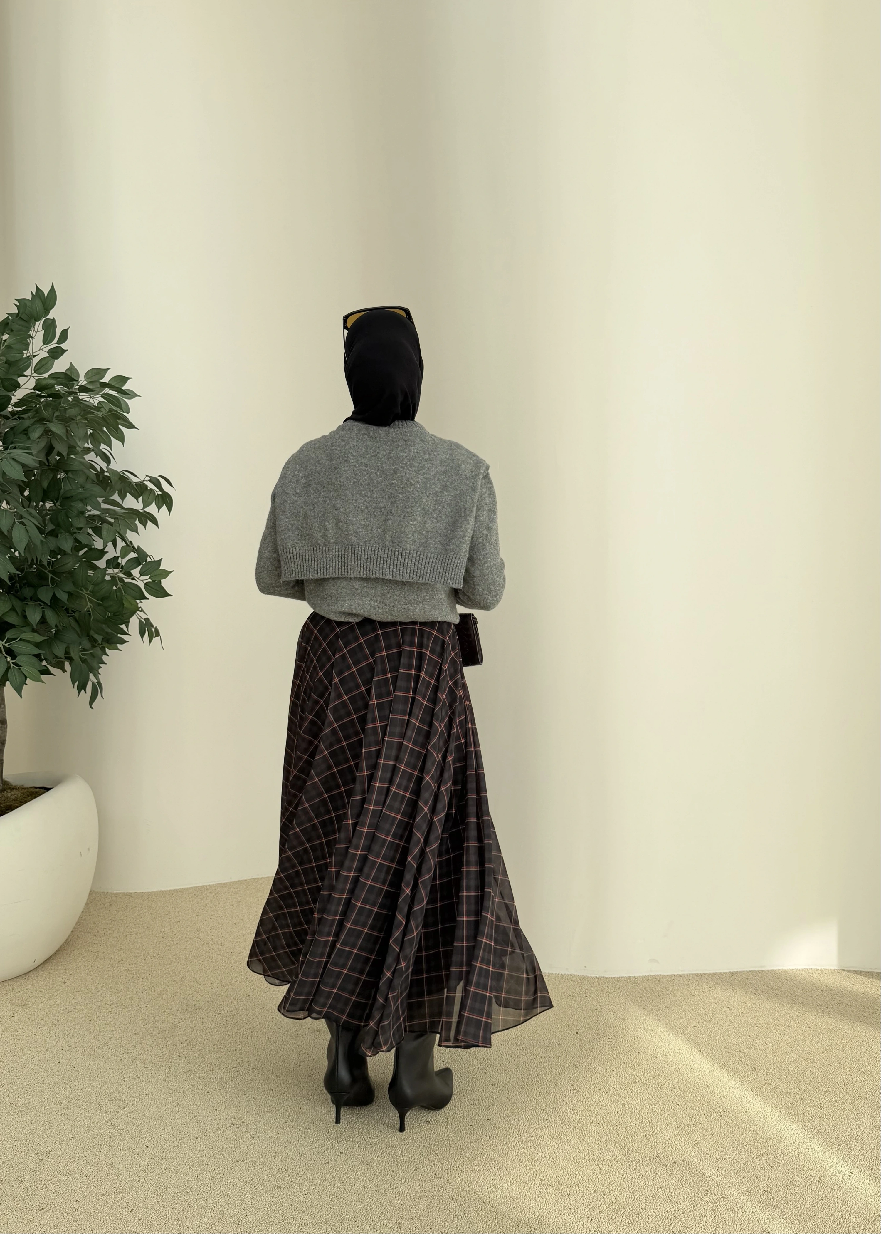 &Kendinden atkılı kazak gri&