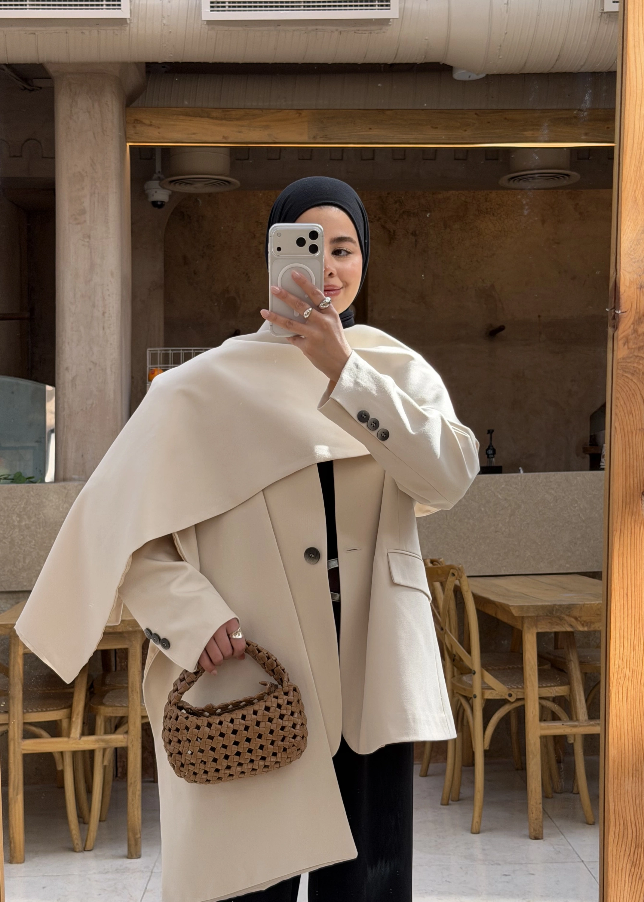 001 SEYYAR FULARLI BLAZER CEKET BEJ