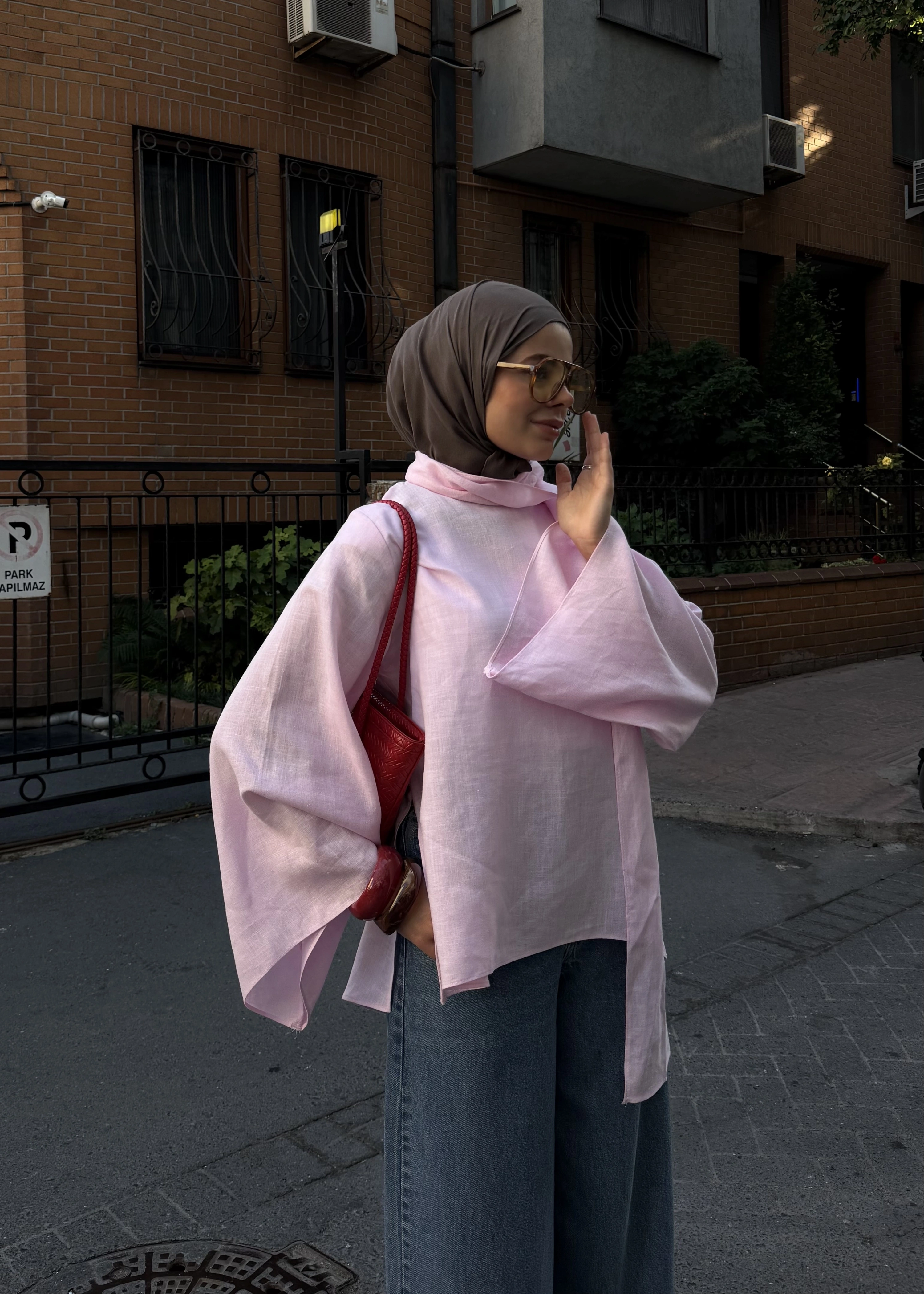 005 ŞAL DETAY BLUZ pembe