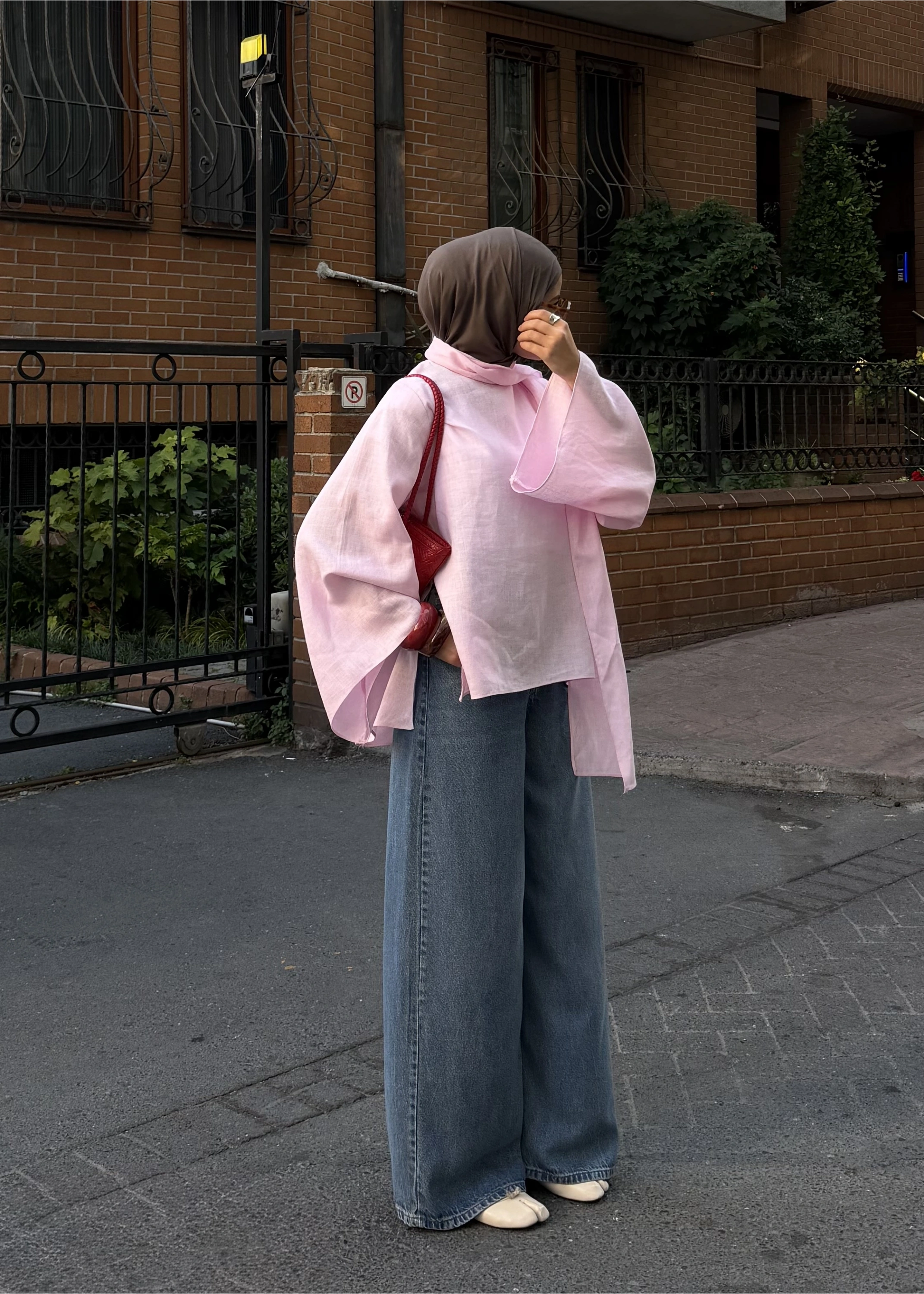 005 ŞAL DETAY BLUZ pembe