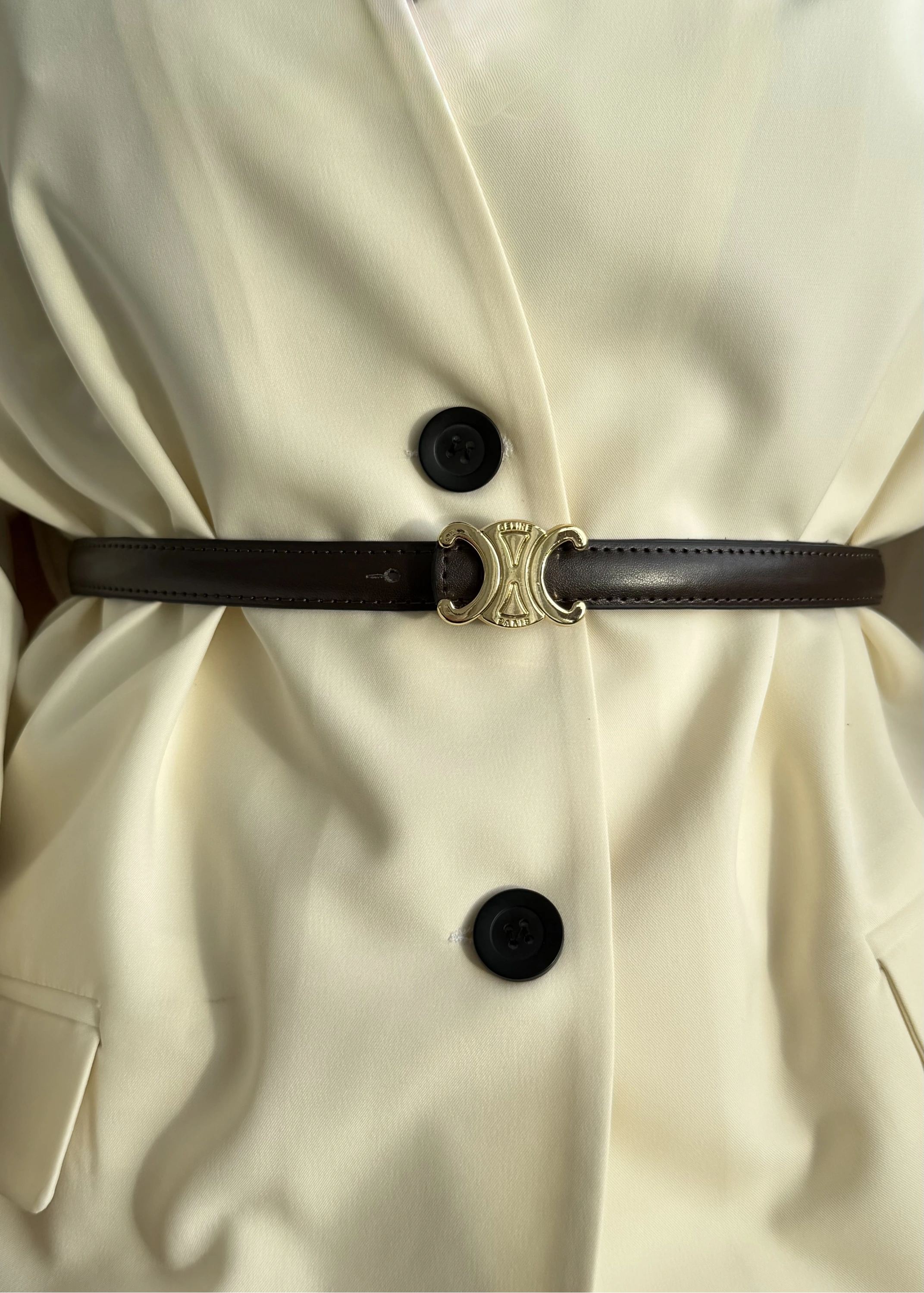 %100 DERİ CELİNE KEMER kahve