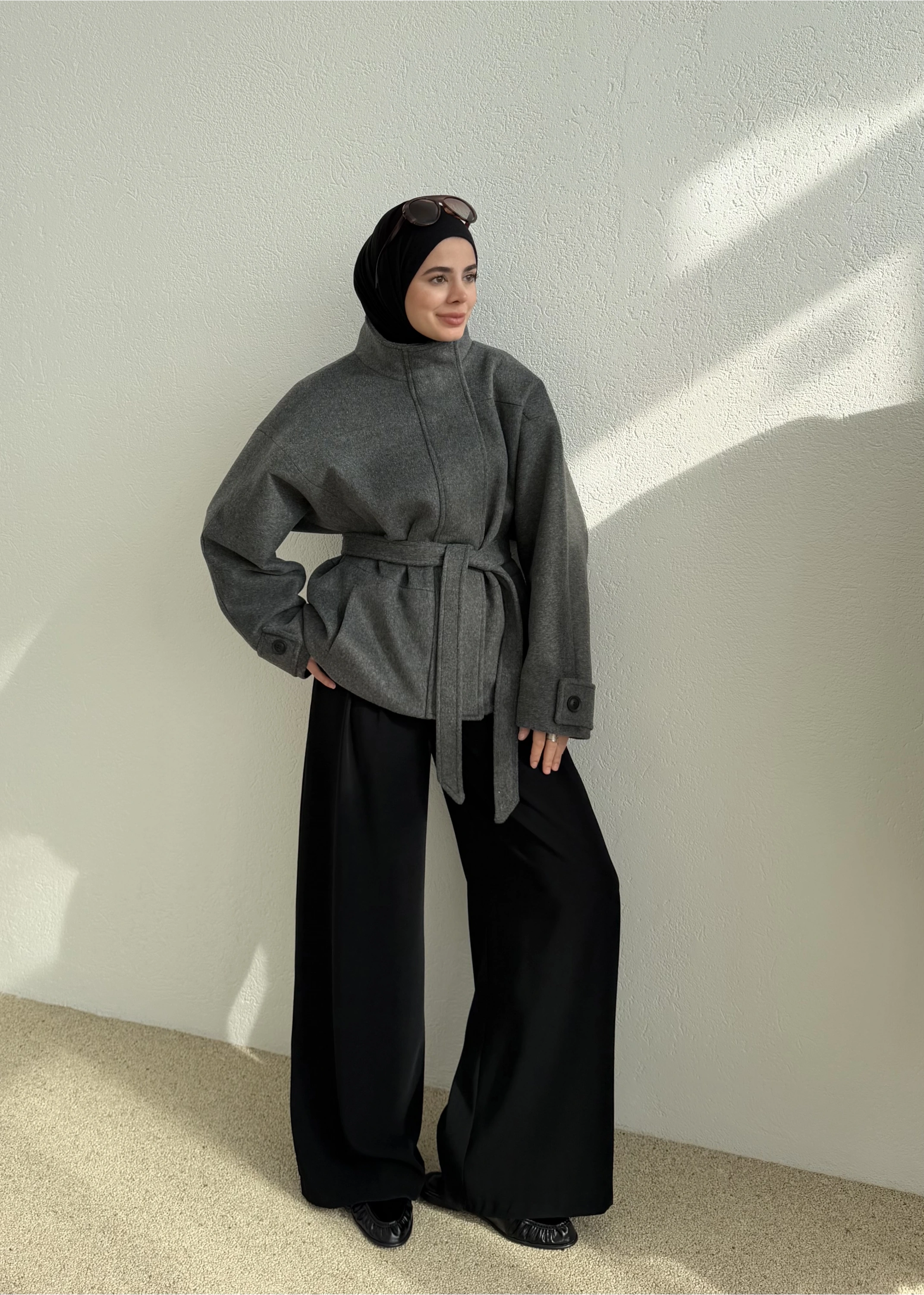 1199 MG DİK YAKA PREMİUM KABAN ANTRASİT
