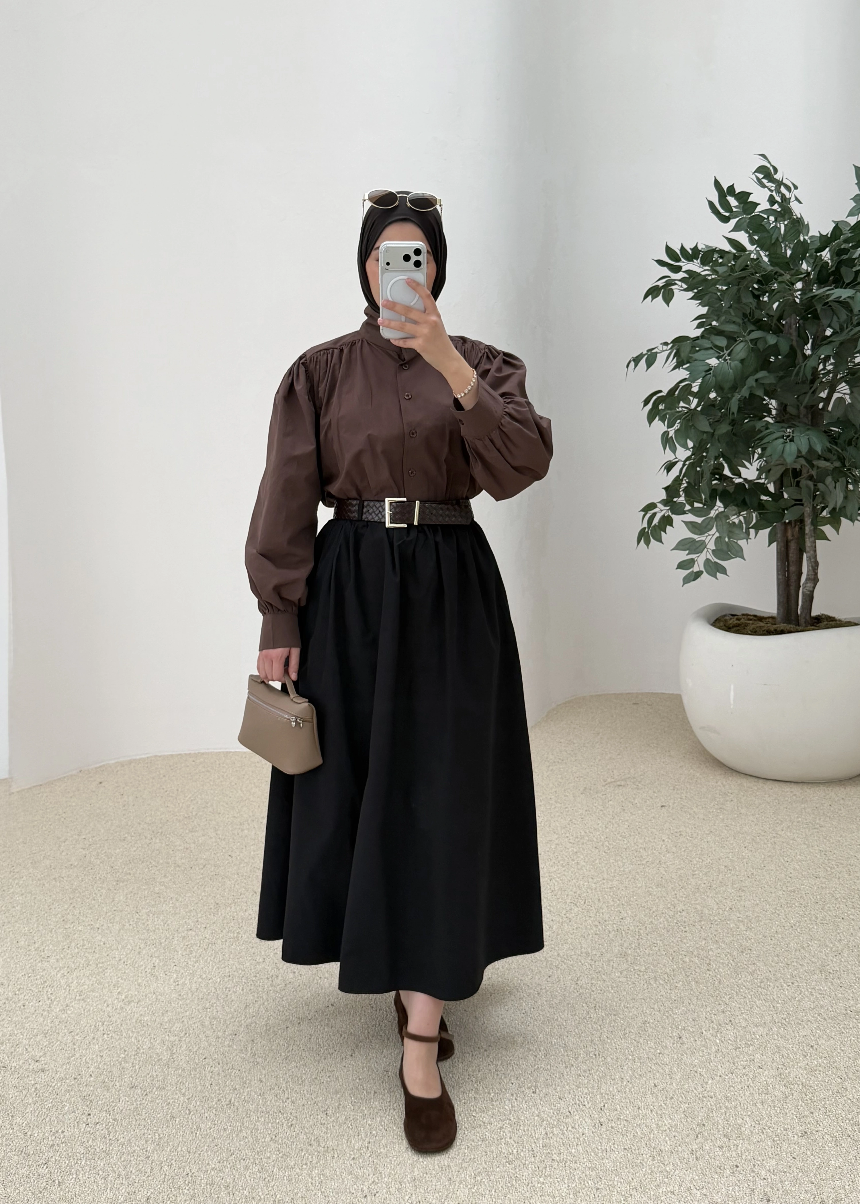 1273 KEMERLİ BÜZGÜLÜ ETEK SİYAH