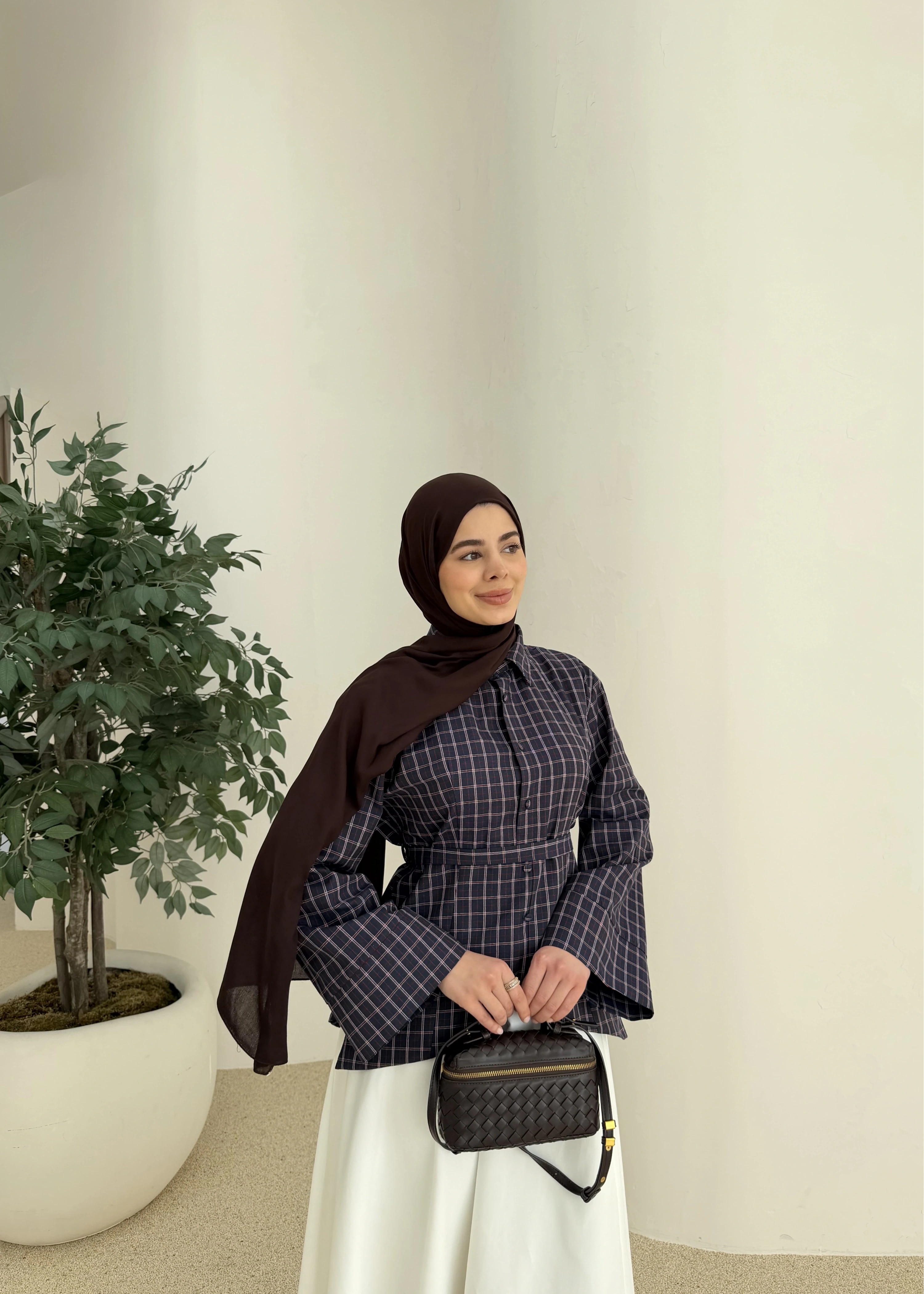 2000 Bel detaylı ekose kırmızı geçişli gömlek