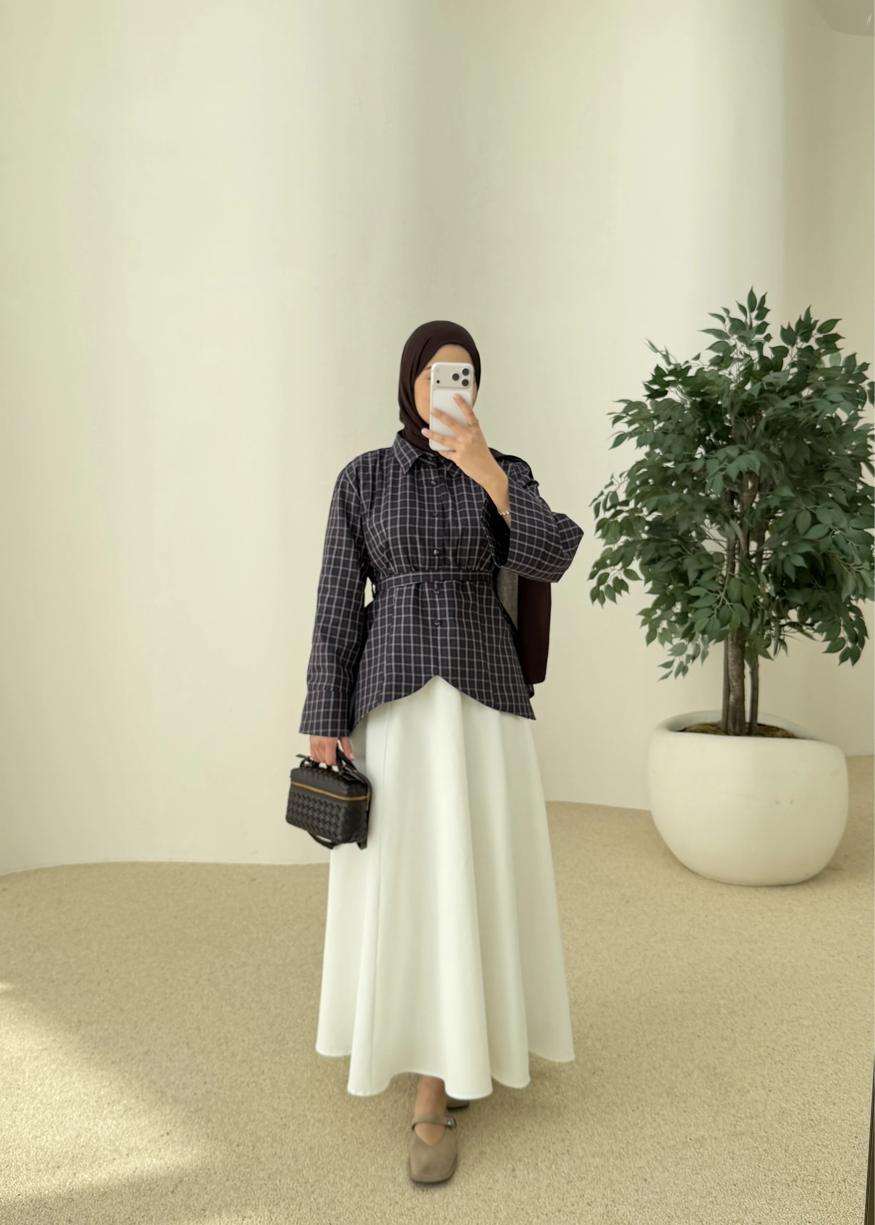 2000 Bel detaylı ekose kırmızı geçişli gömlek