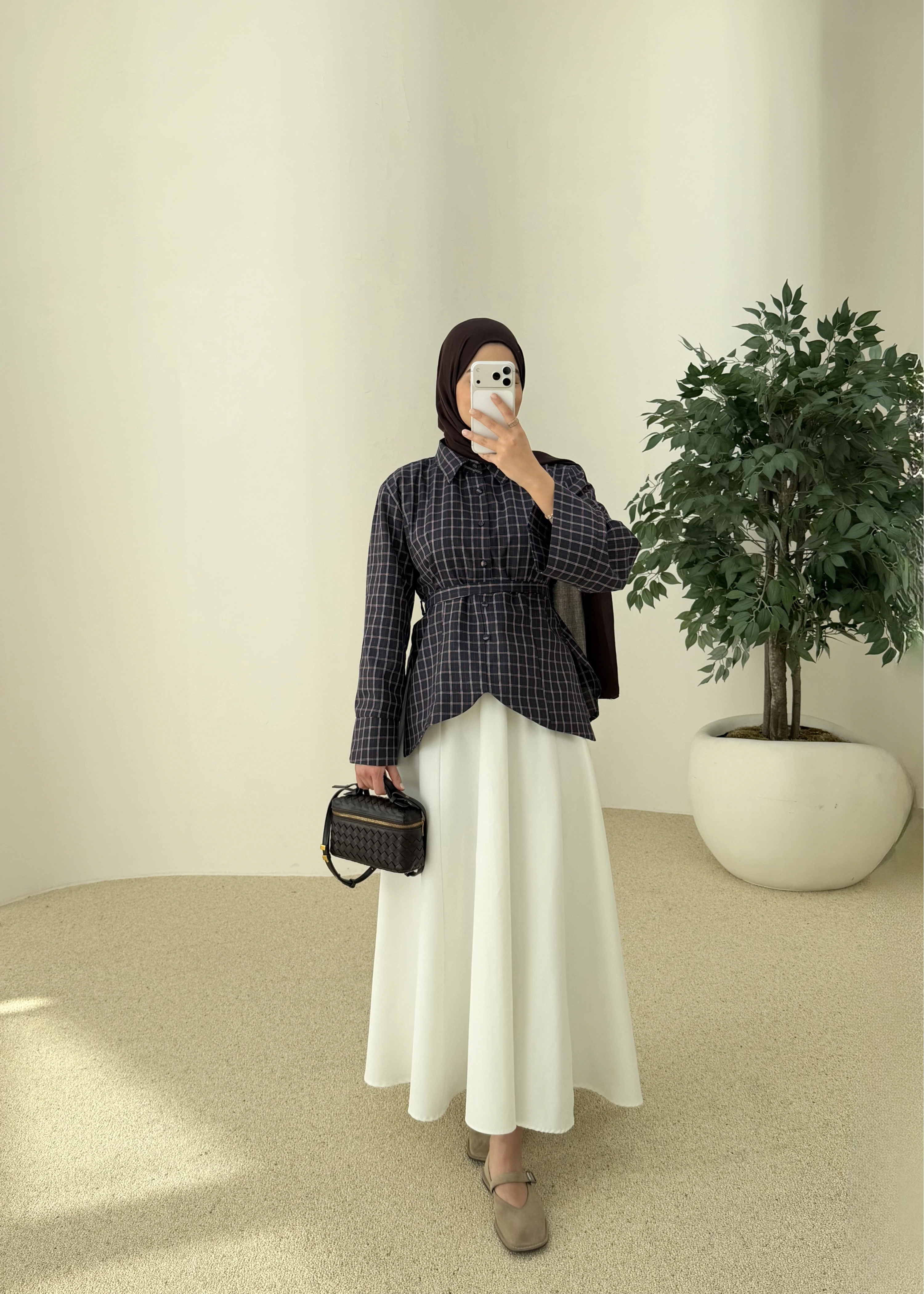 2000 Bel detaylı ekose kırmızı geçişli gömlek