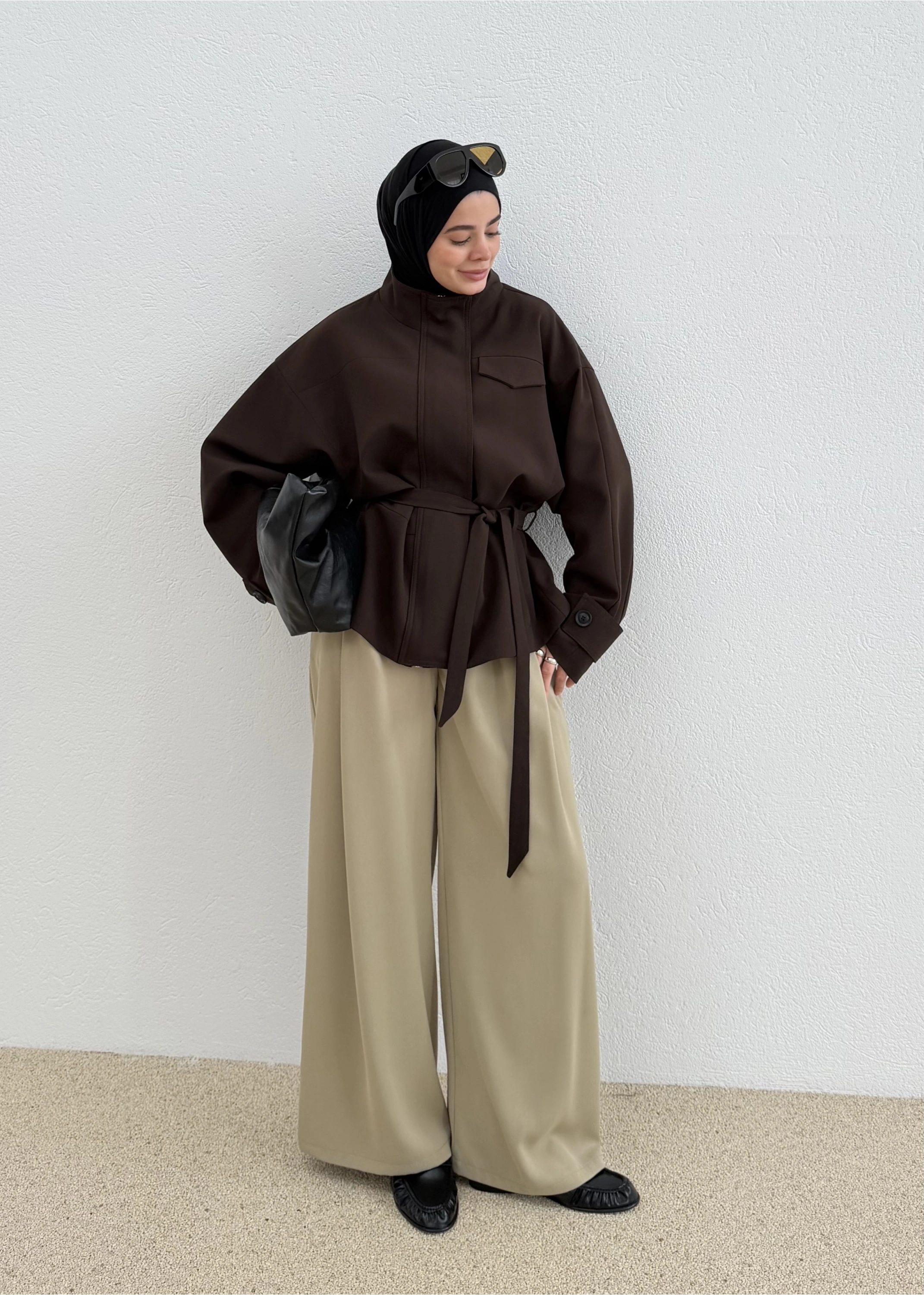 2119 SELECTİON BEL KEMERLİ CEKET KAHVE