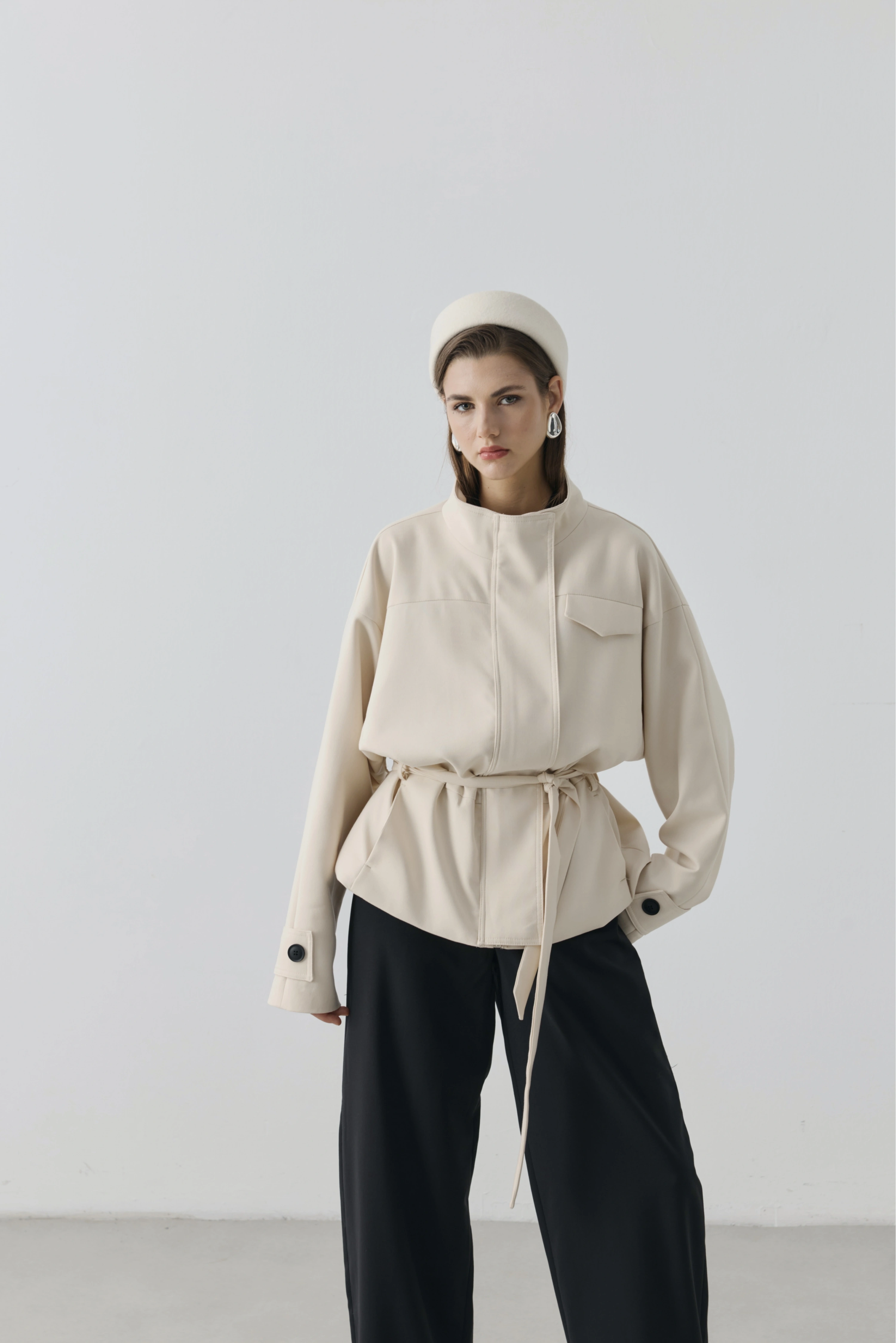 2119 SELECTİON BEL KEMERLİ CEKET VANİLYA