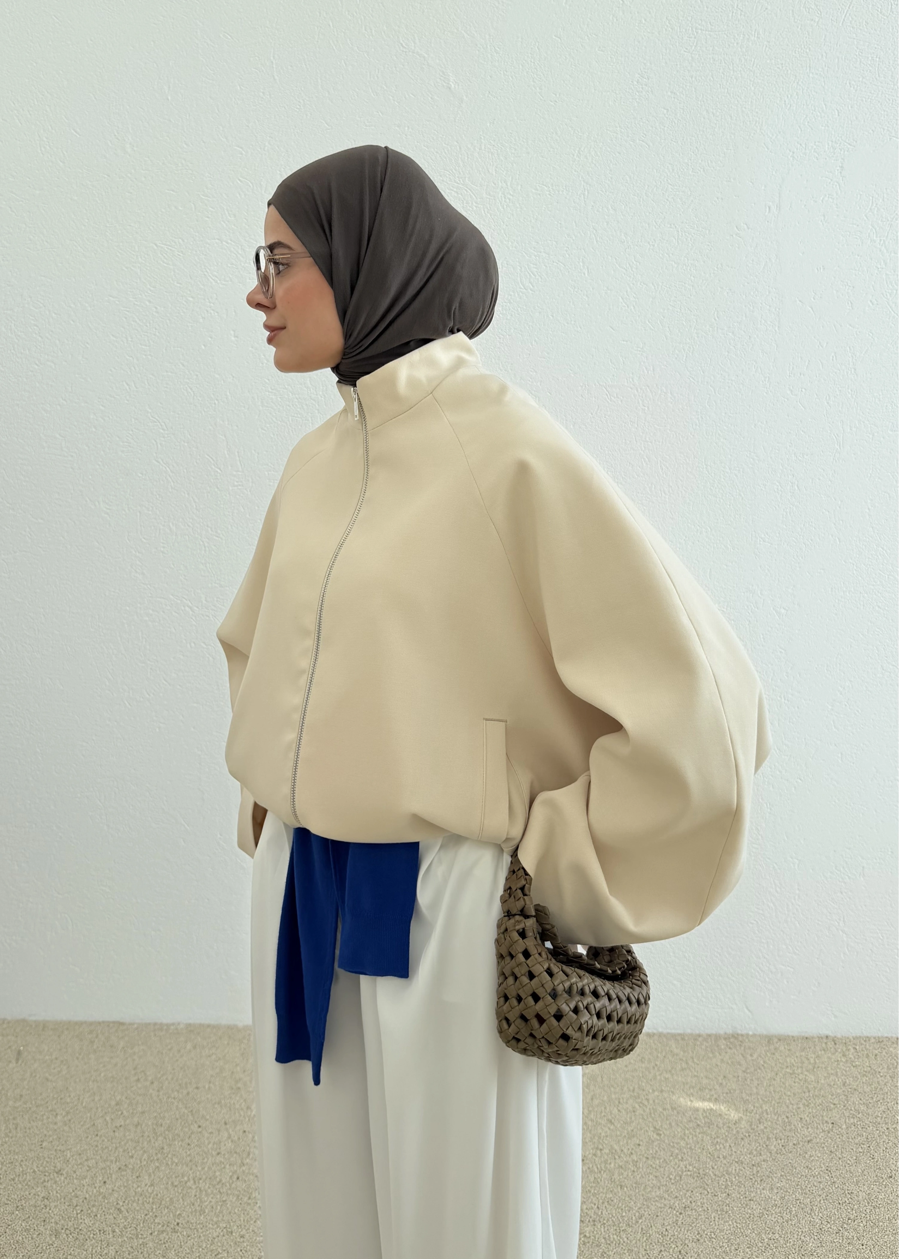 2121 SELECTİON FERMUARLI BOMBER CEKET VANİLYA