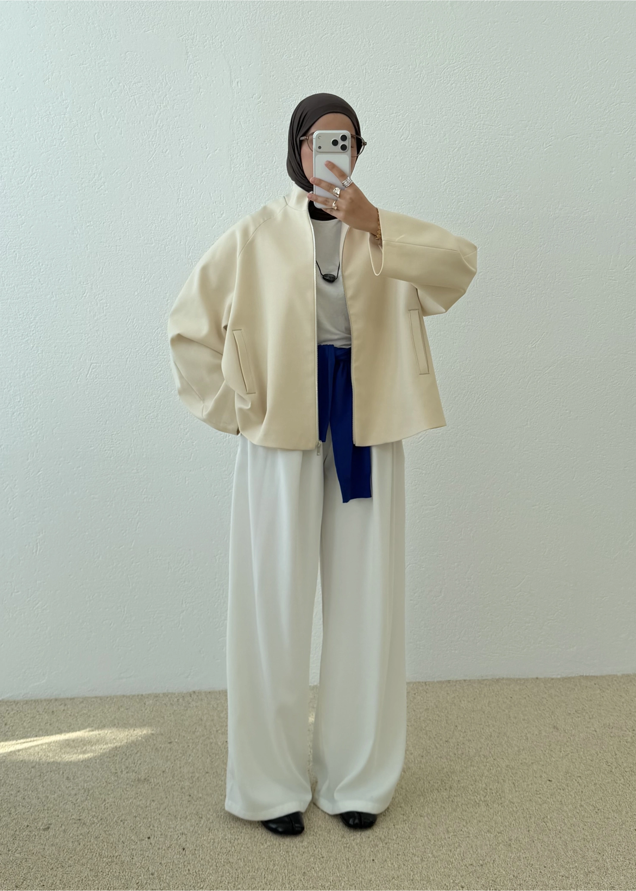 2121 SELECTİON FERMUARLI BOMBER CEKET VANİLYA