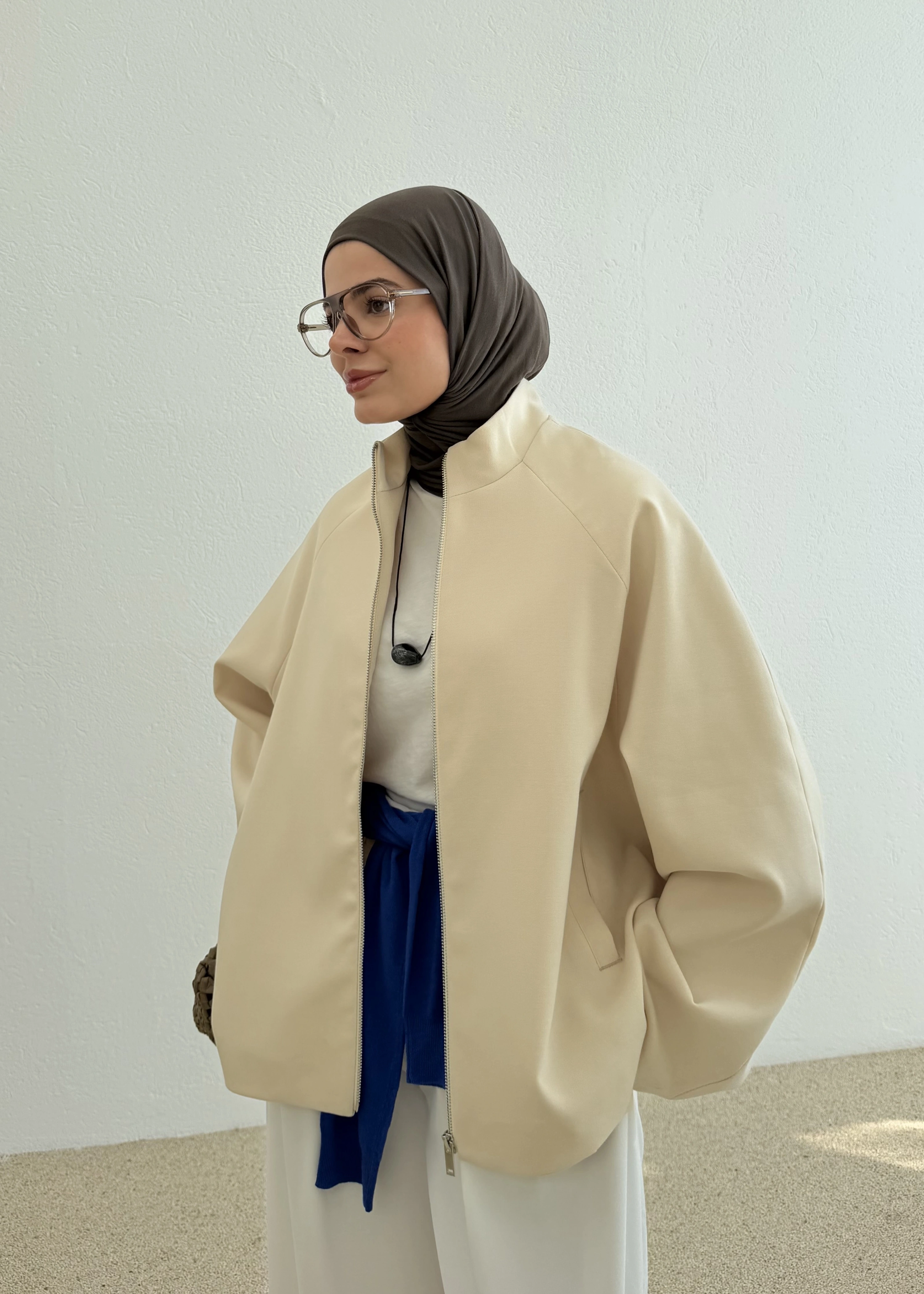 2121 SELECTİON FERMUARLI BOMBER CEKET VANİLYA