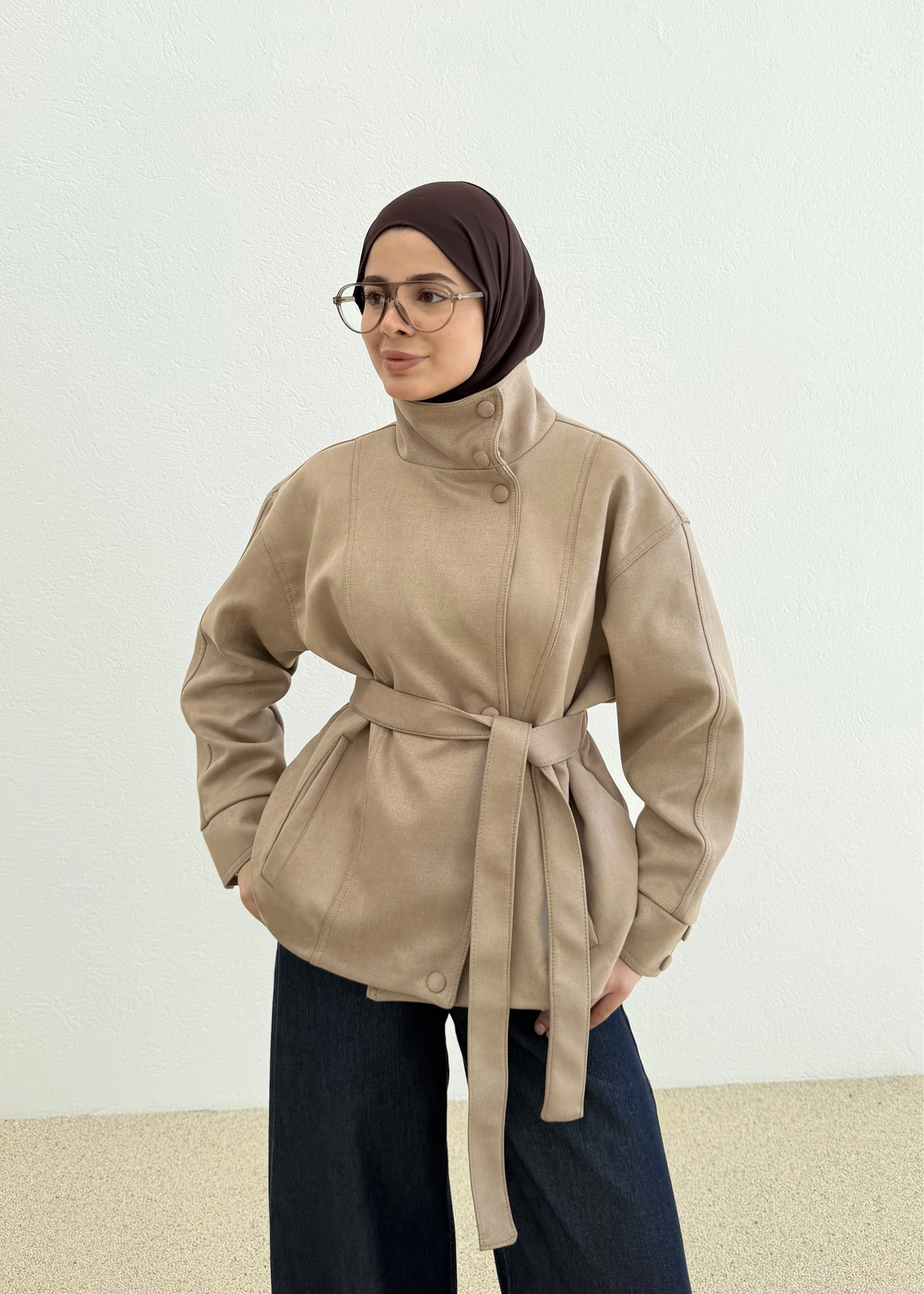 2156 SÜET ARKASI LASTİKLİ TRENCH BEJ