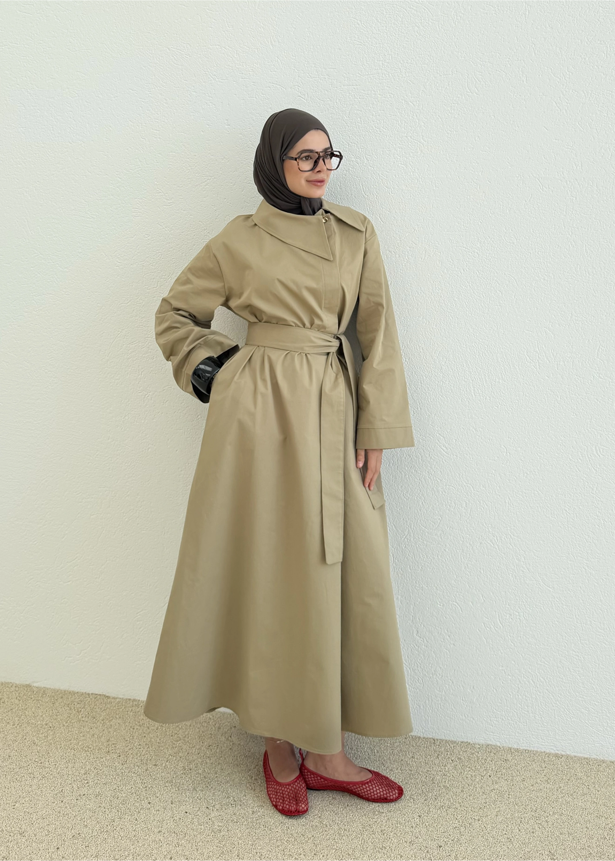 2355CHEDİ MODEL ELBİSE BEJ