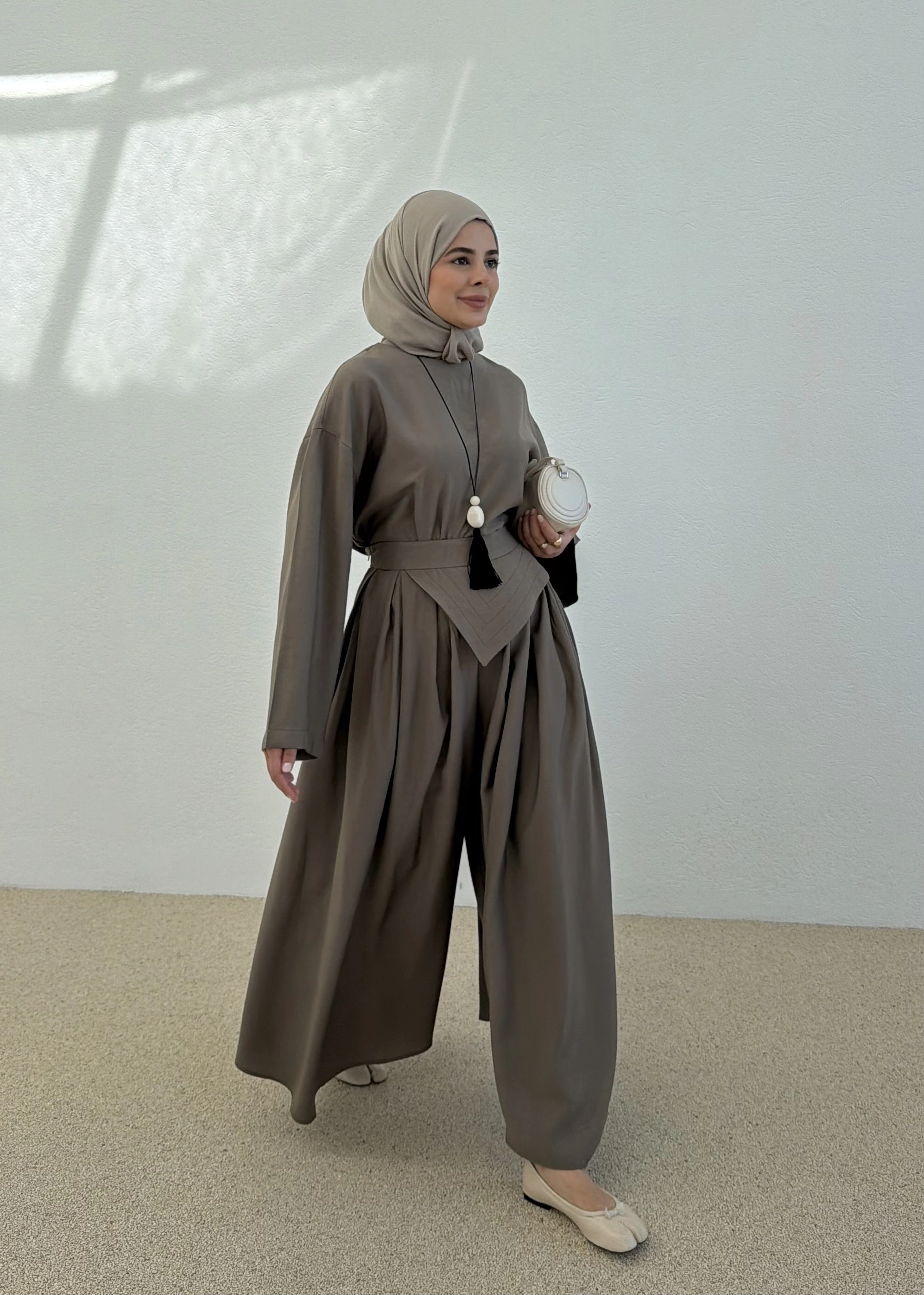 2415 KETEN ETEK PANTOLON yeşil