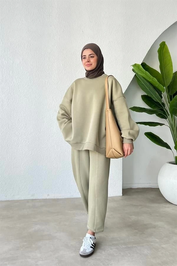 3 İPLİK PREMİUM İÇİ ŞARDONLU SWEAT TAKIM YEŞİL