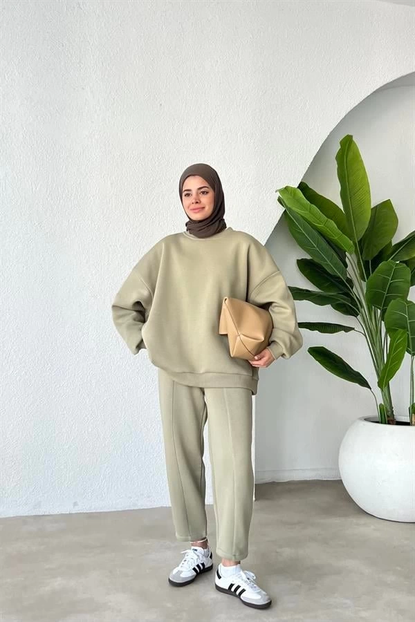3 İPLİK PREMİUM İÇİ ŞARDONLU SWEAT TAKIM YEŞİL