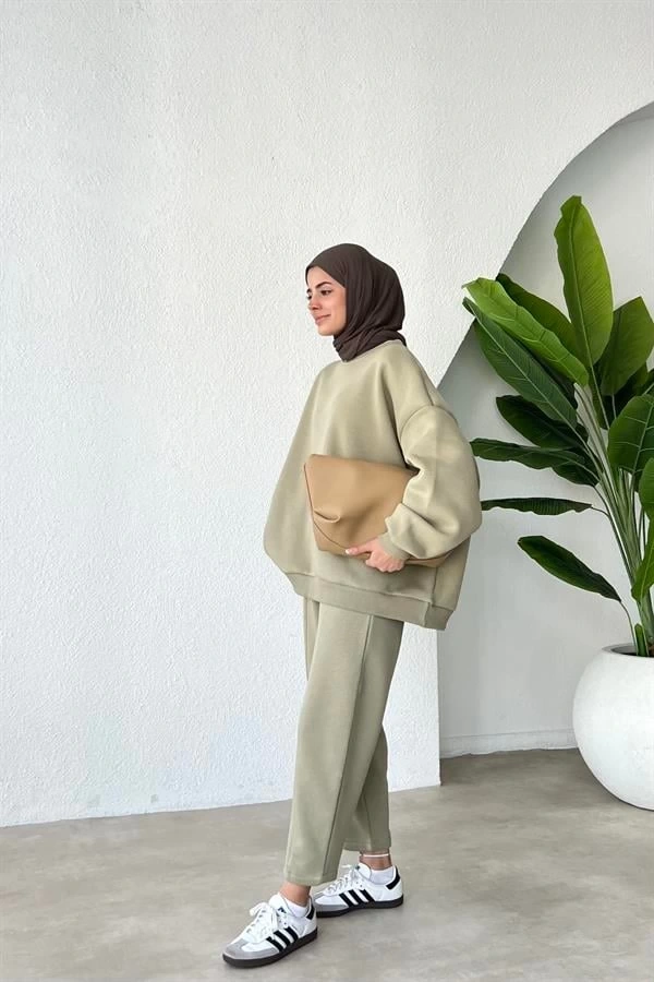 3 İPLİK PREMİUM İÇİ ŞARDONLU SWEAT TAKIM YEŞİL