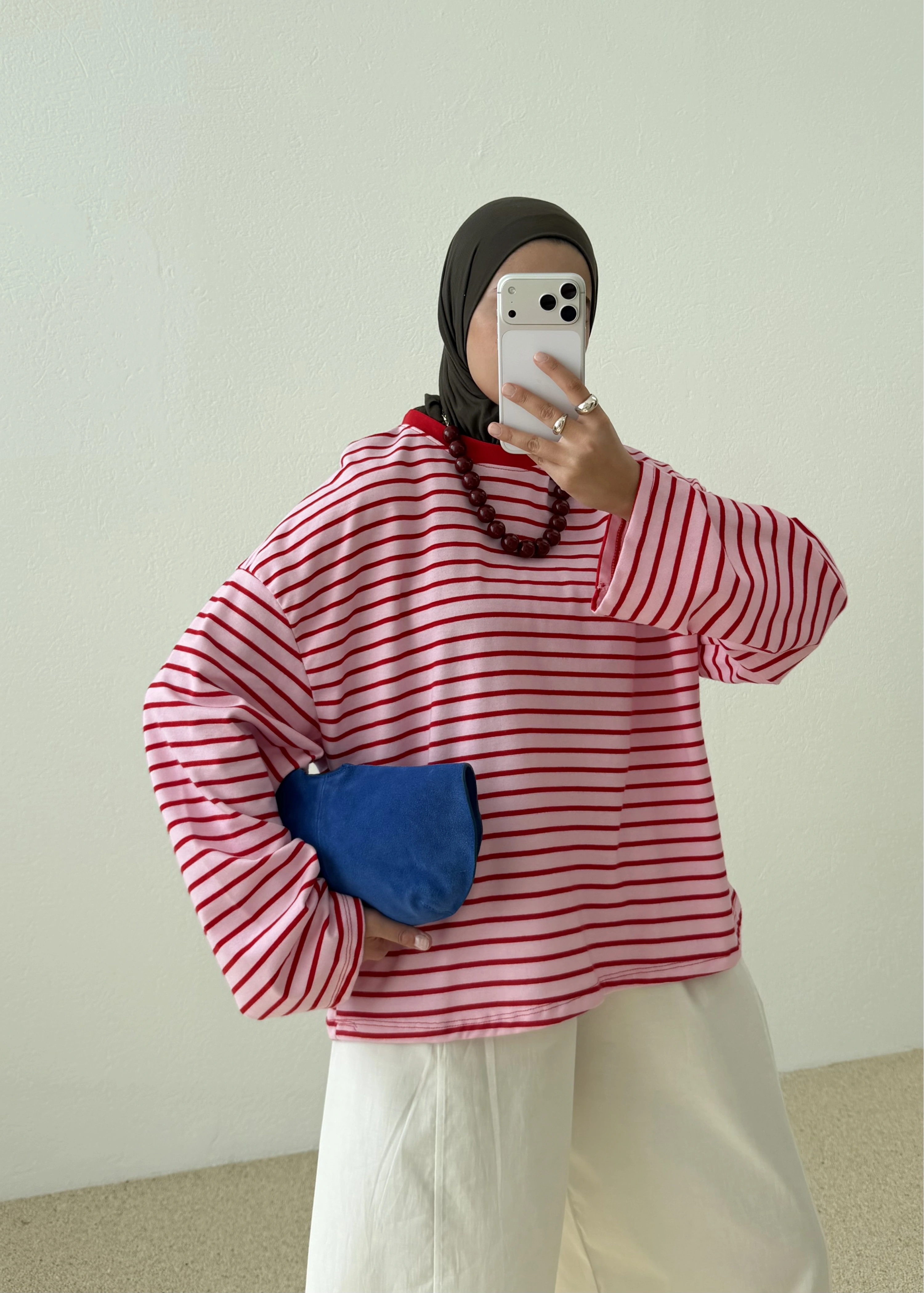 3073 PARİS CİZGİLİ SWEAT KIRMIZI