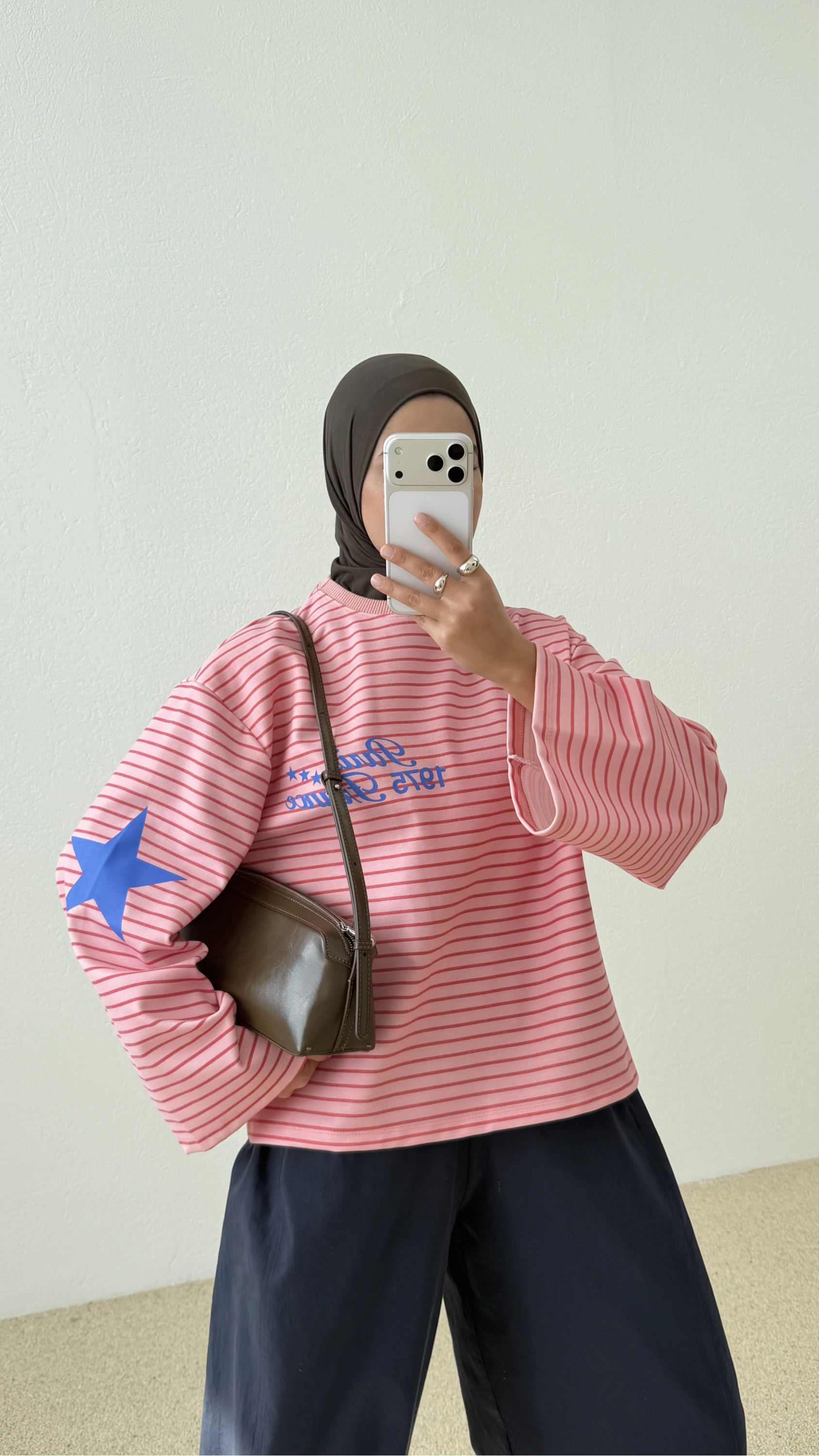 3073 PARİS CİZGİLİ SWEAT PEMBE