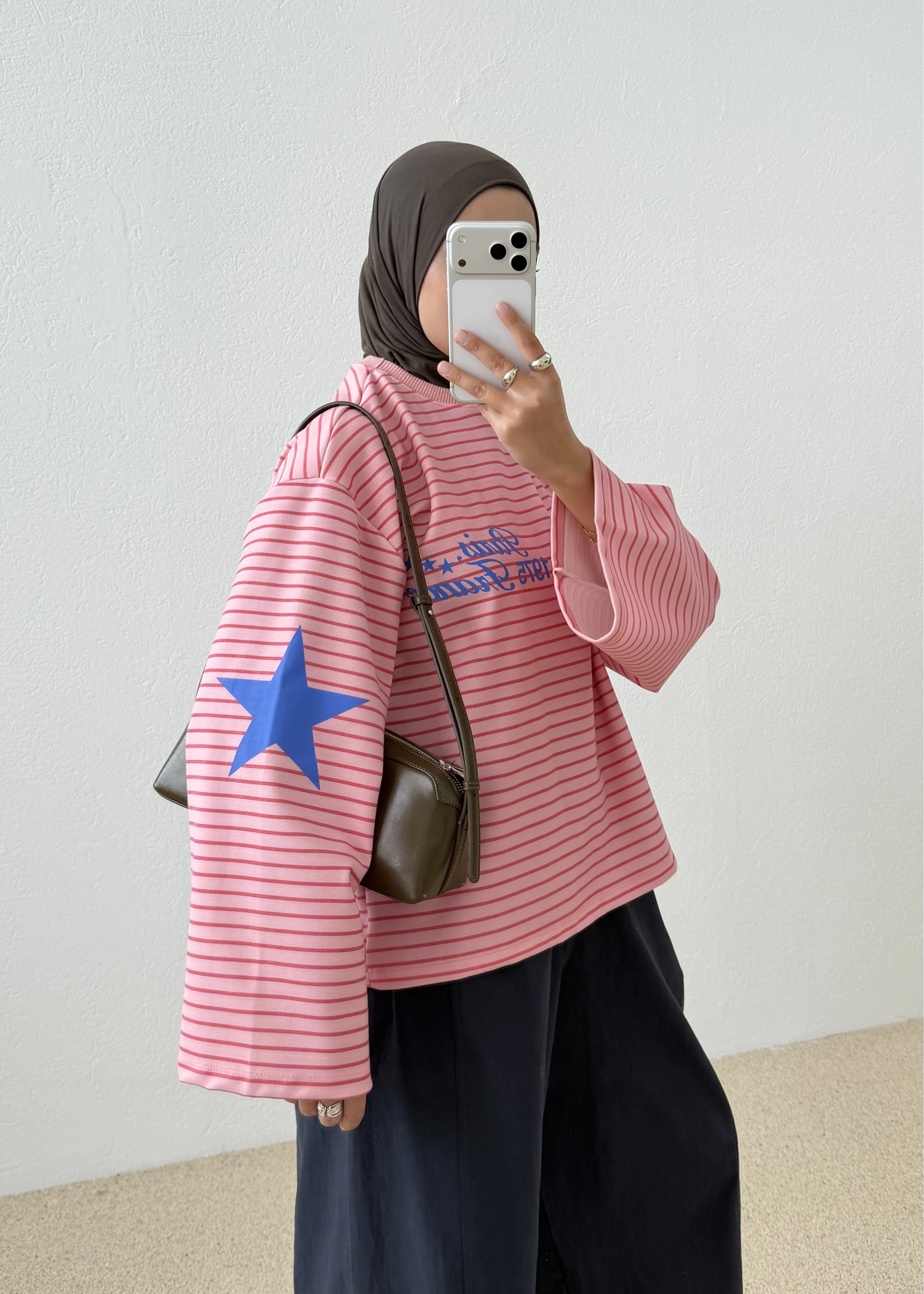 3073 PARİS CİZGİLİ SWEAT PEMBE