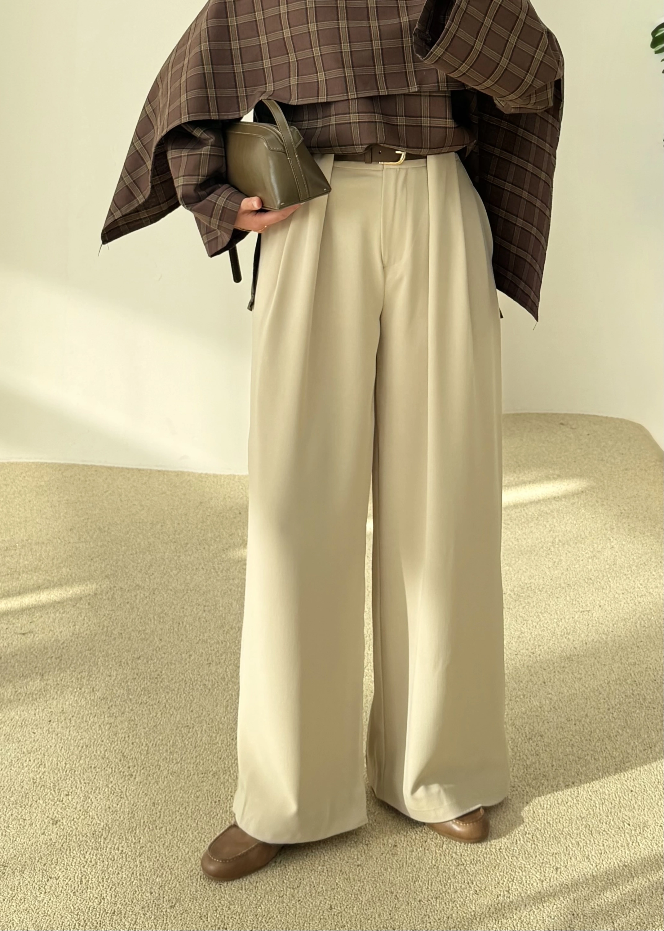 3855 YÜKSEK BEL kemerli PALAZZO Taş