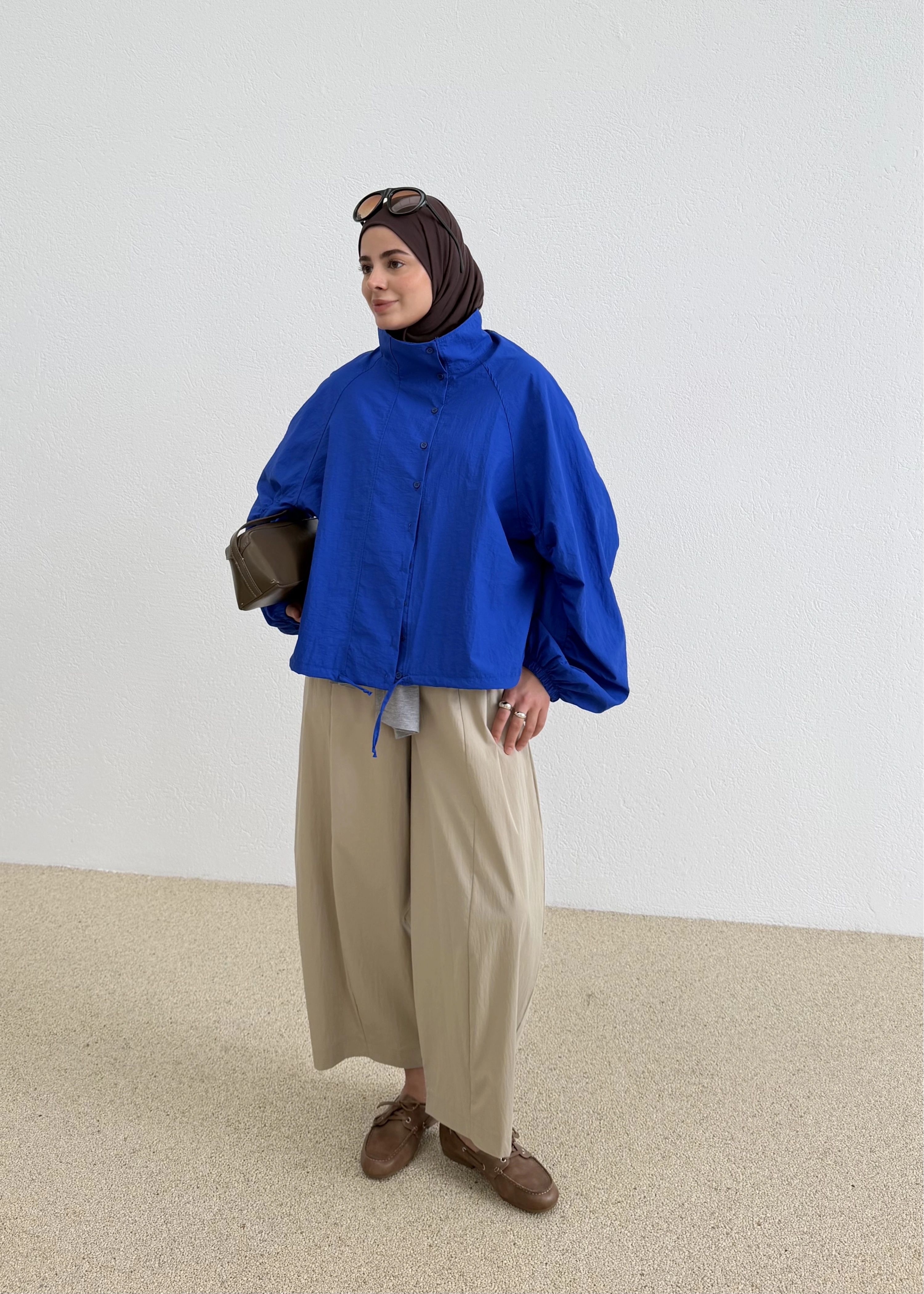 508418 FLW BOMBER GÖMLEK SAKS MAVİ
