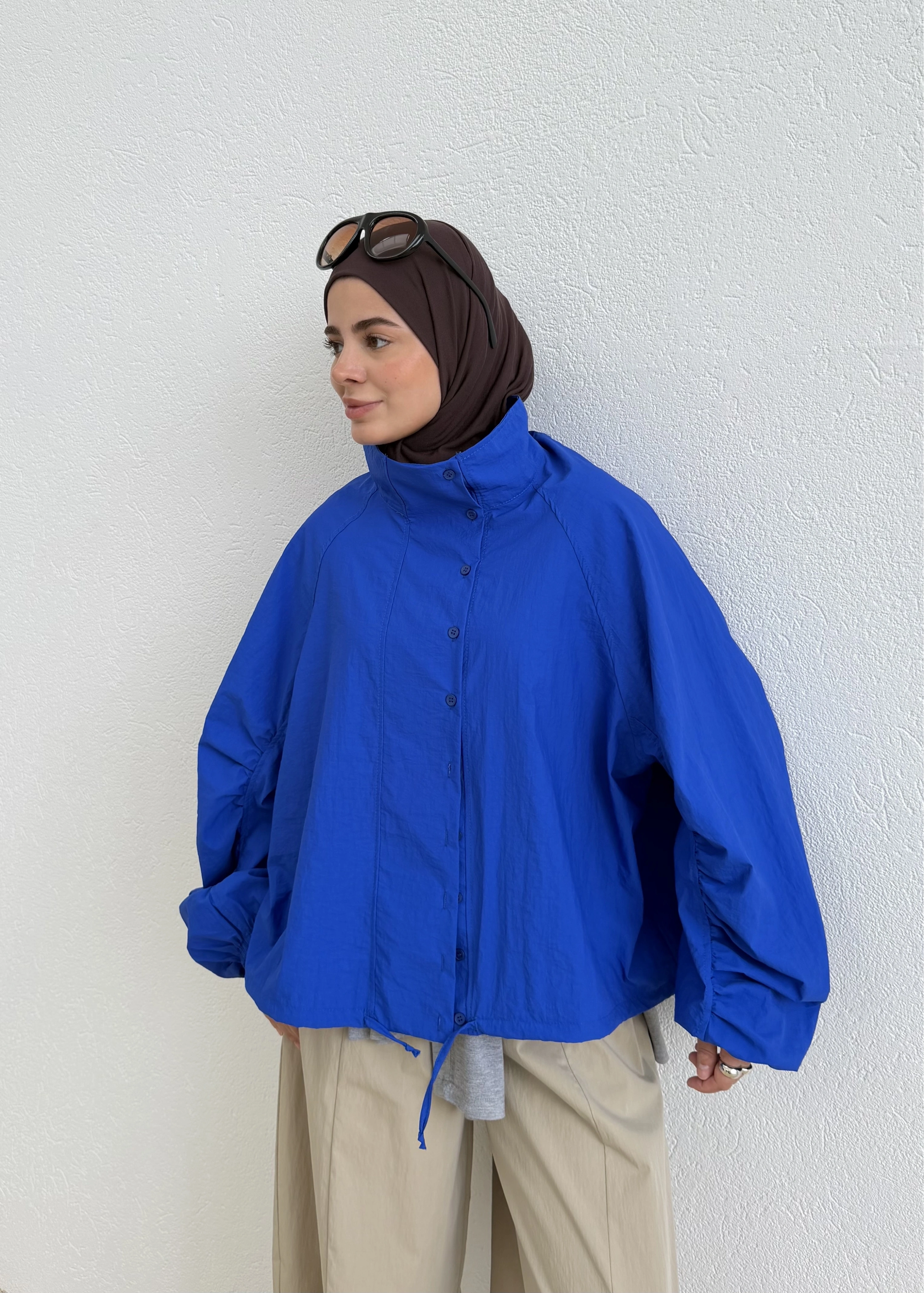 508418 FLW BOMBER GÖMLEK SAKS MAVİ