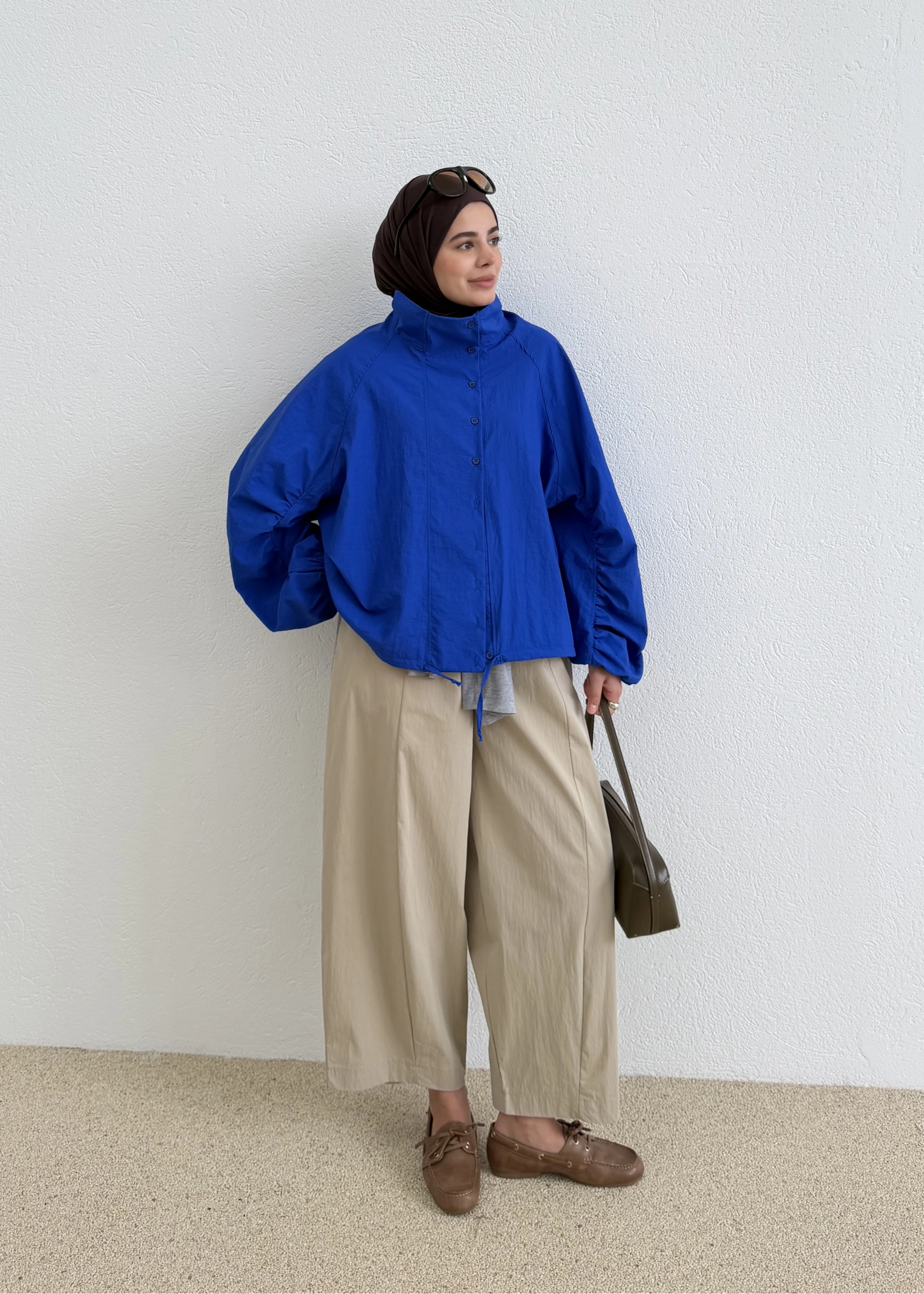 508418 FLW BOMBER GÖMLEK SAKS MAVİ