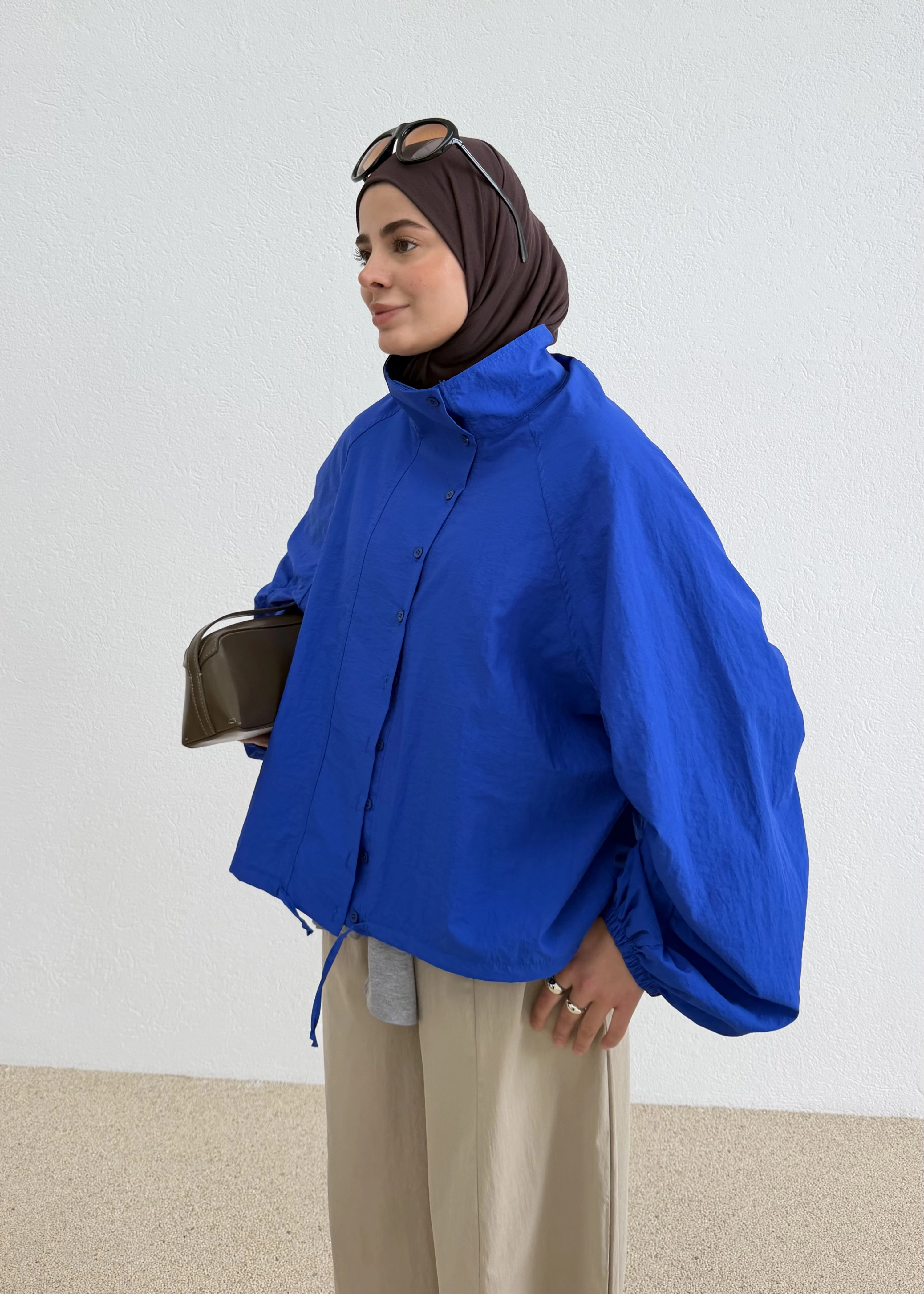 508418 FLW BOMBER GÖMLEK SAKS MAVİ