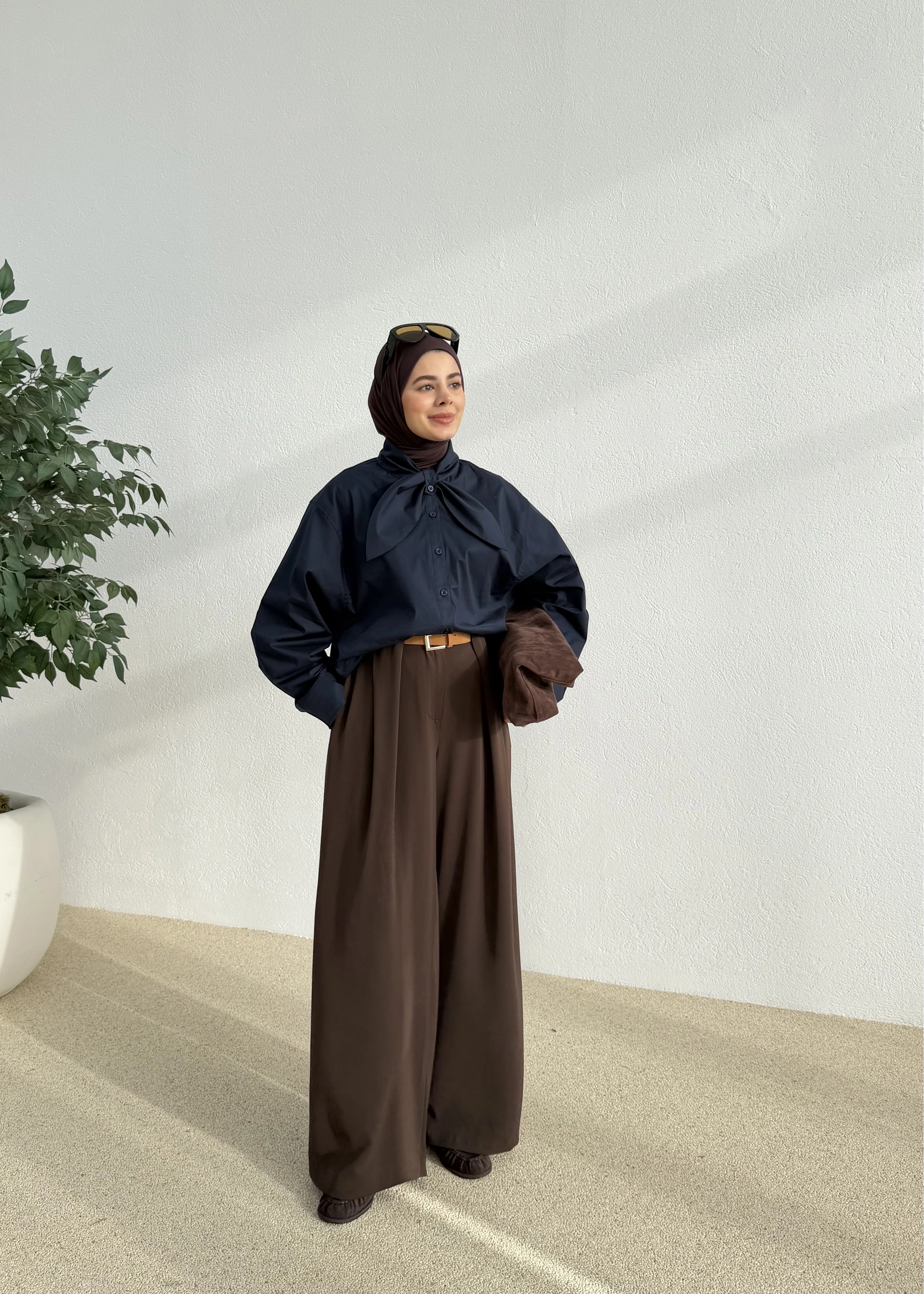 5407 FULAR YAKALI GÖMLEK LACİVERT