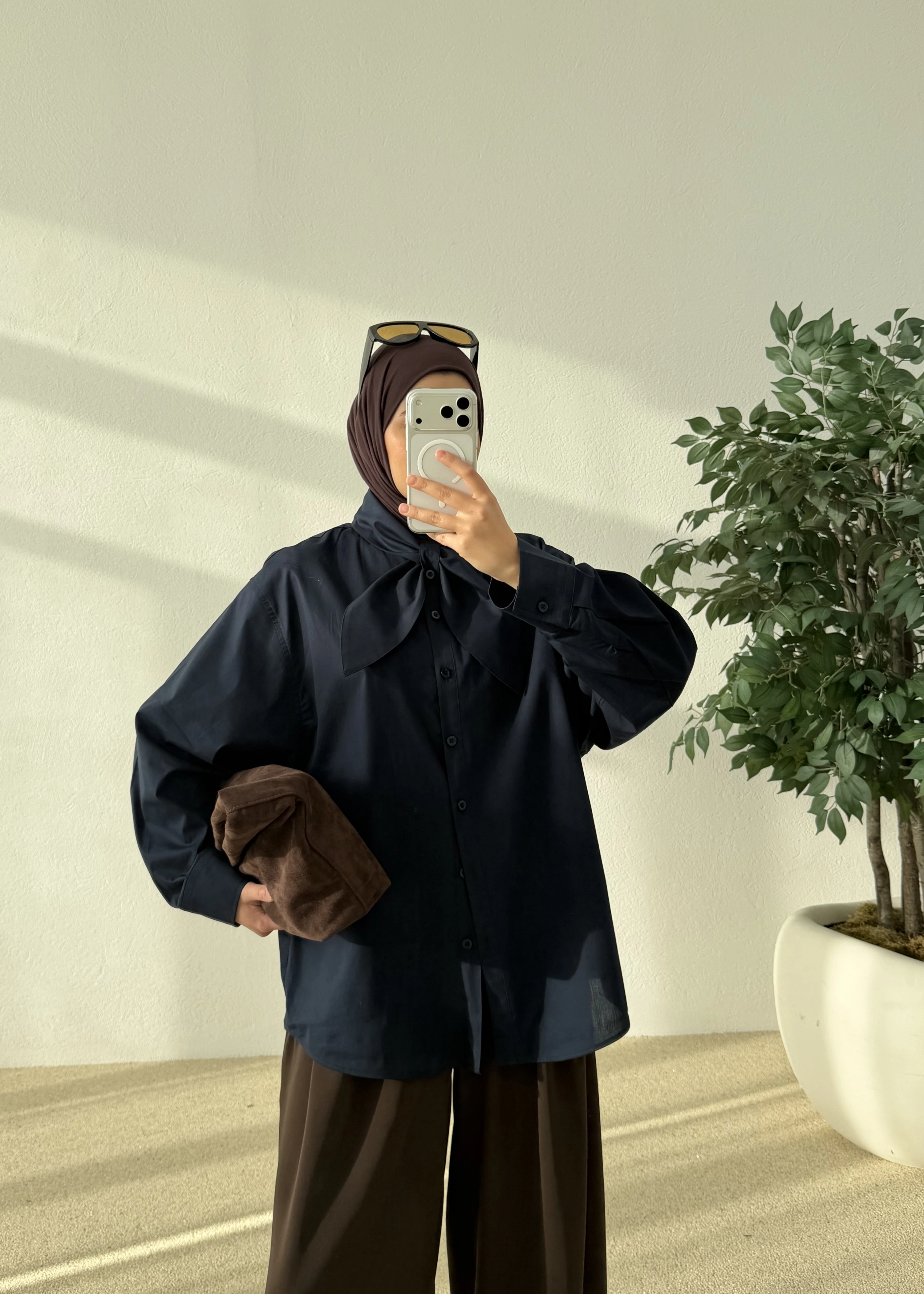 5407 FULAR YAKALI GÖMLEK LACİVERT