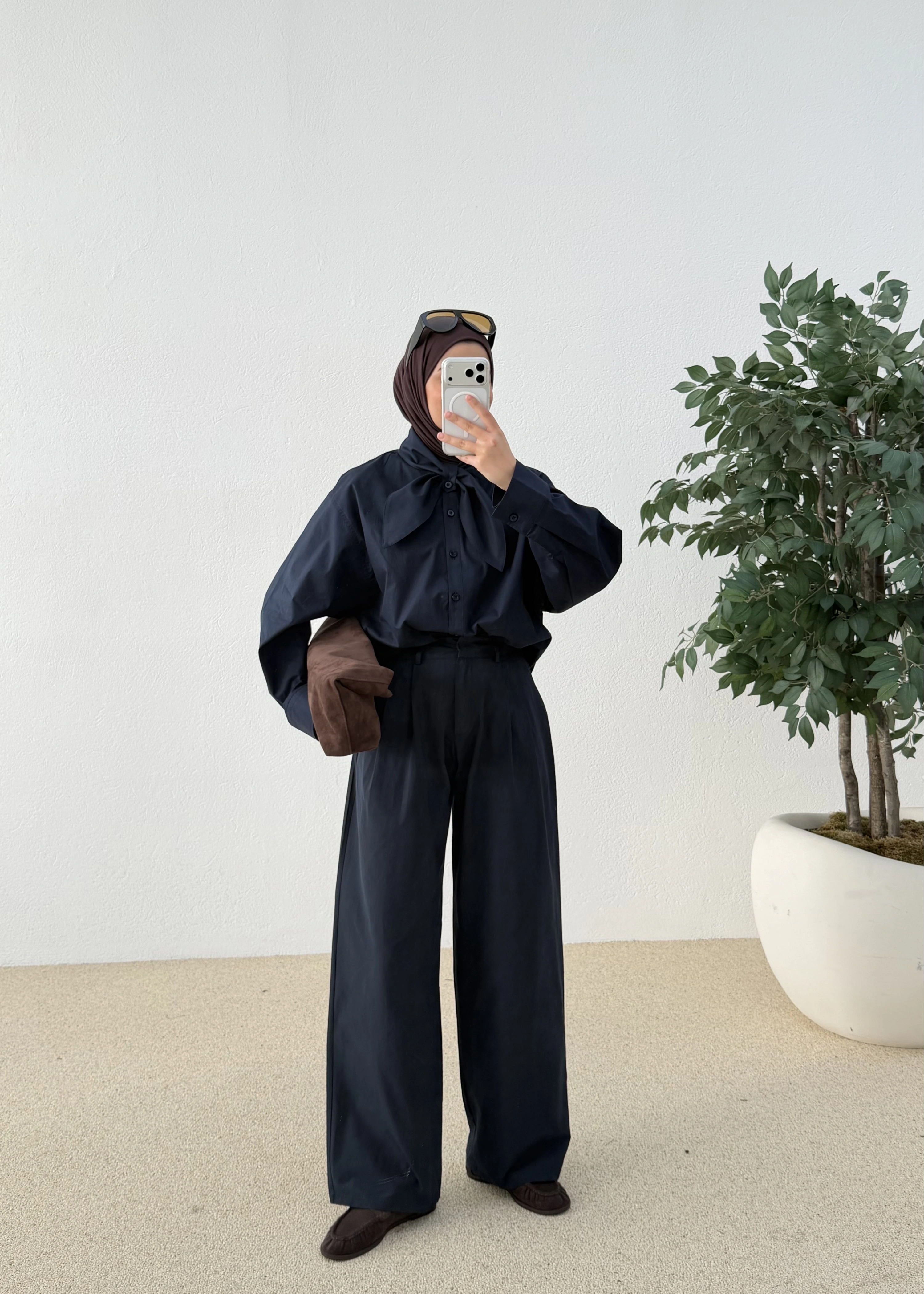 5407 FULAR YAKALI GÖMLEK LACİVERT