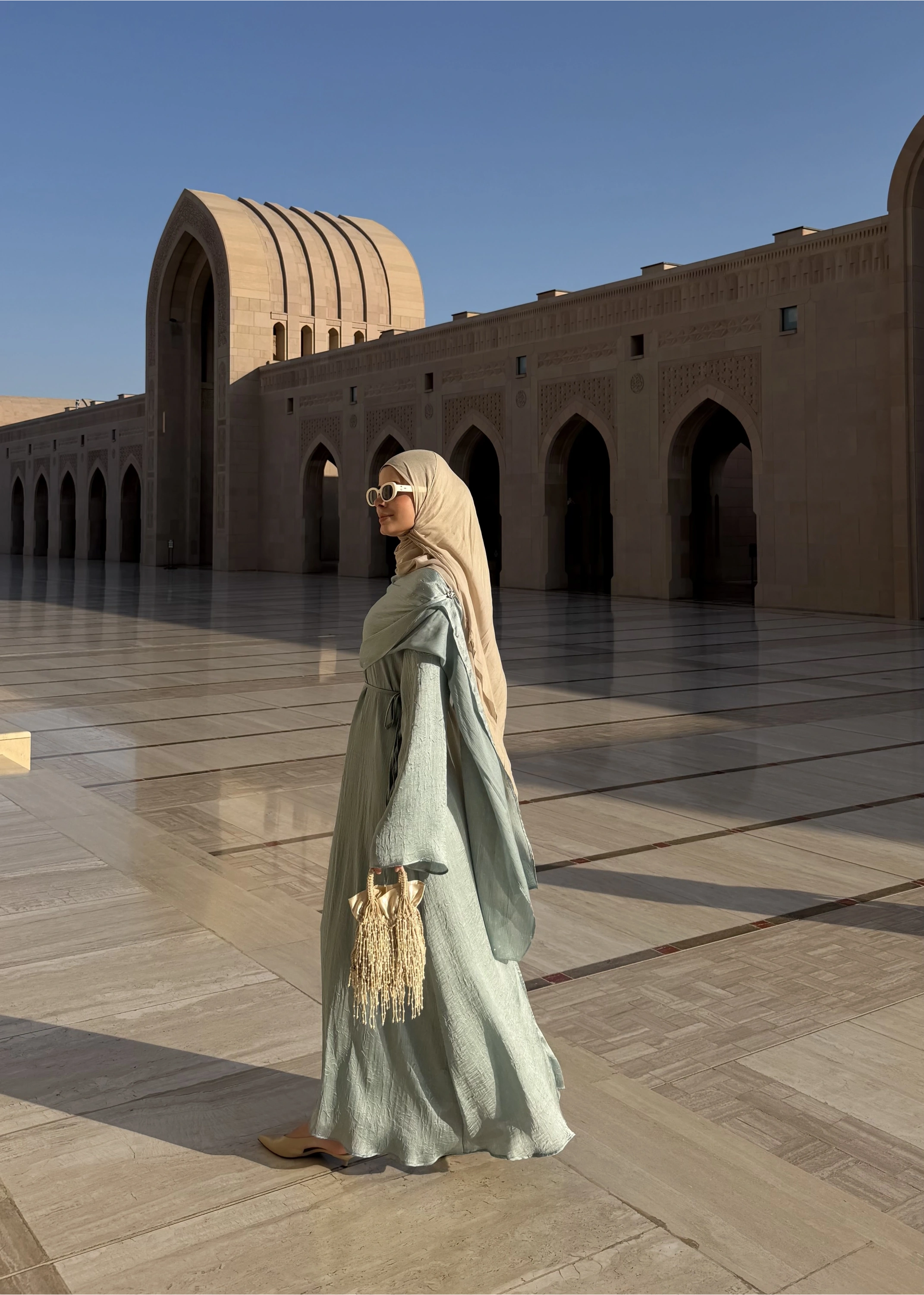 QABOOS ŞAL YAKA ELBİSE MİNT