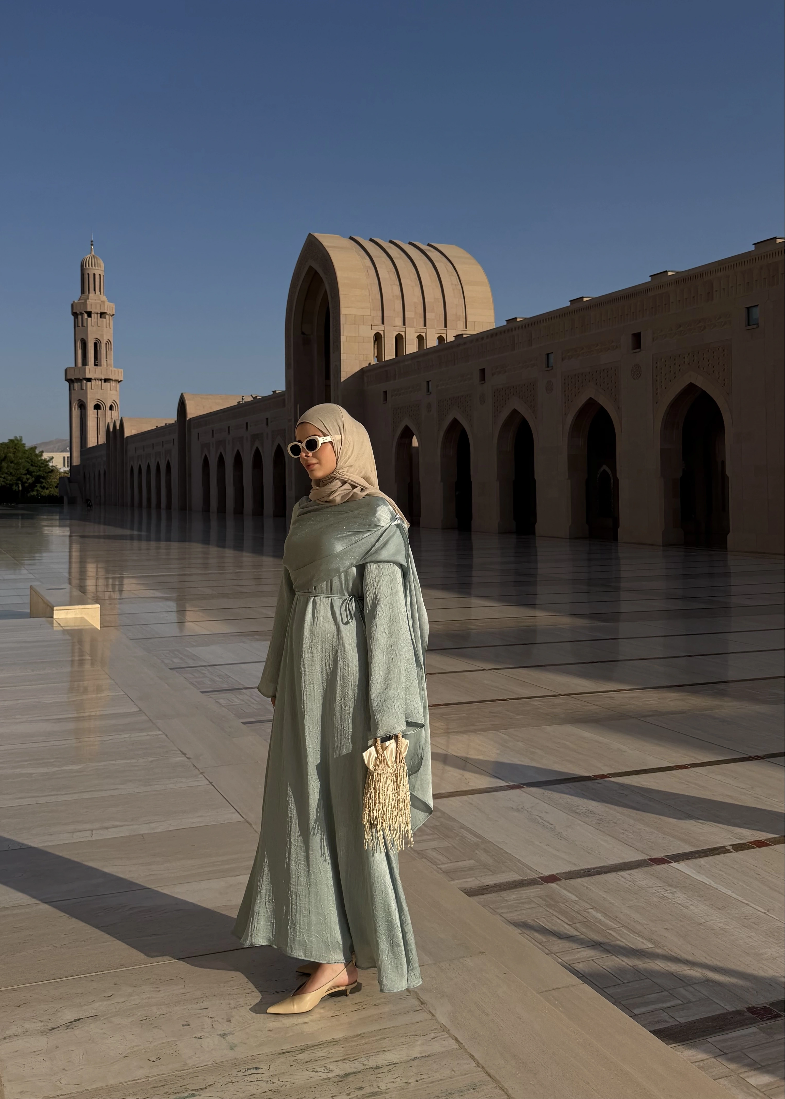 QABOOS ŞAL YAKA ELBİSE MİNT