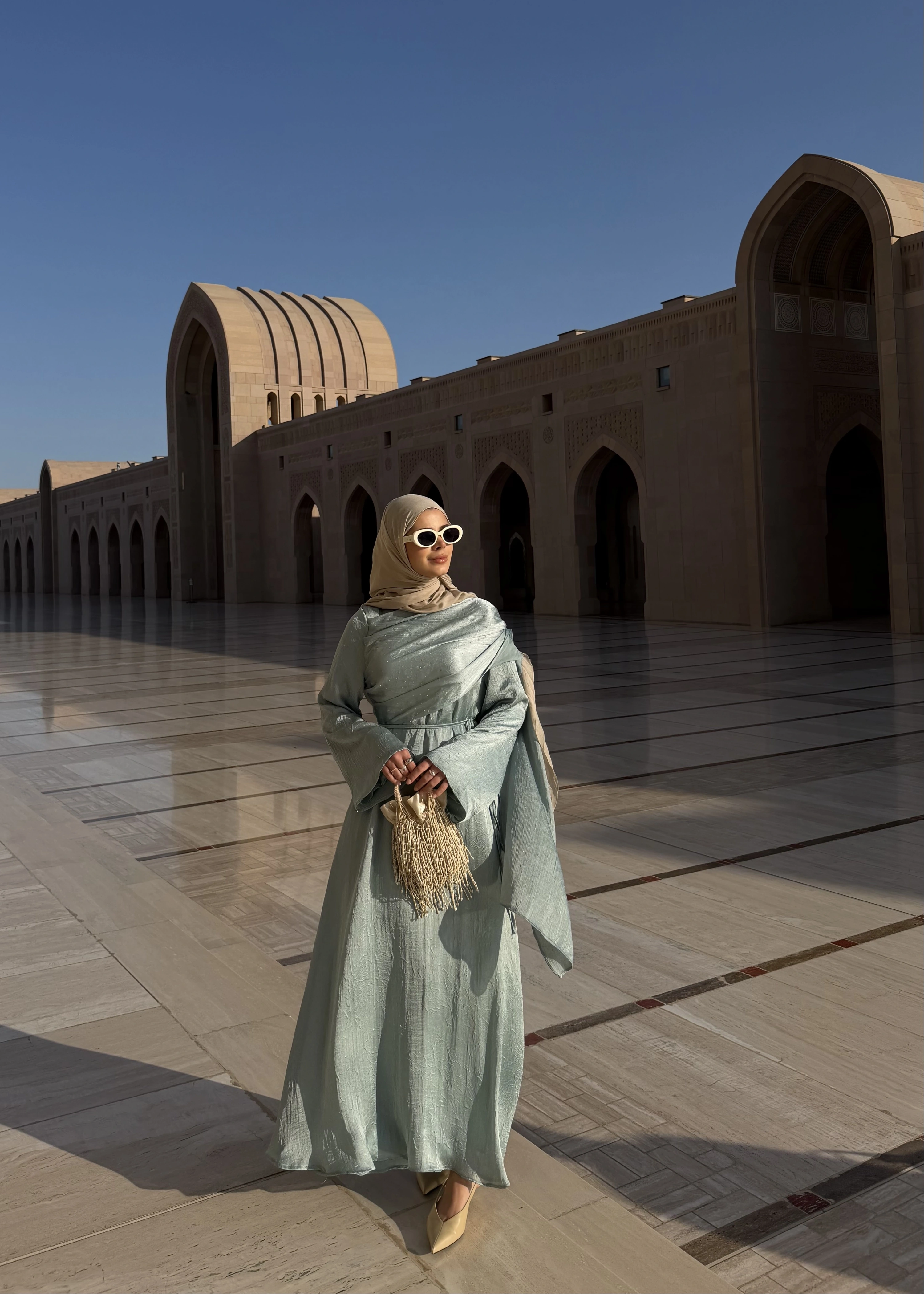 QABOOS ŞAL YAKA ELBİSE MİNT